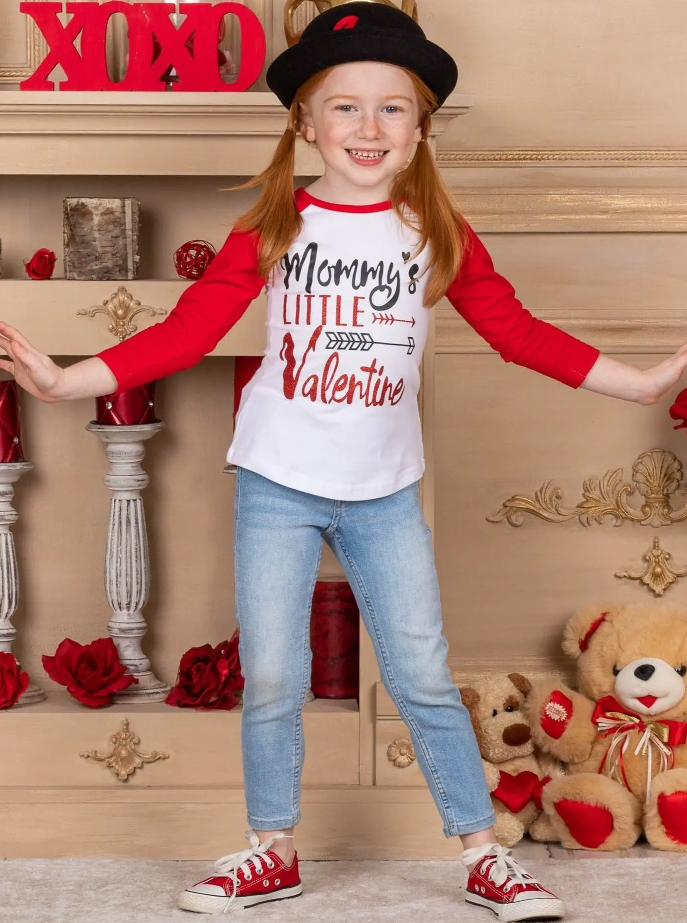 Mommy's Little Valentine Raglan Sleeve Top - Image 5