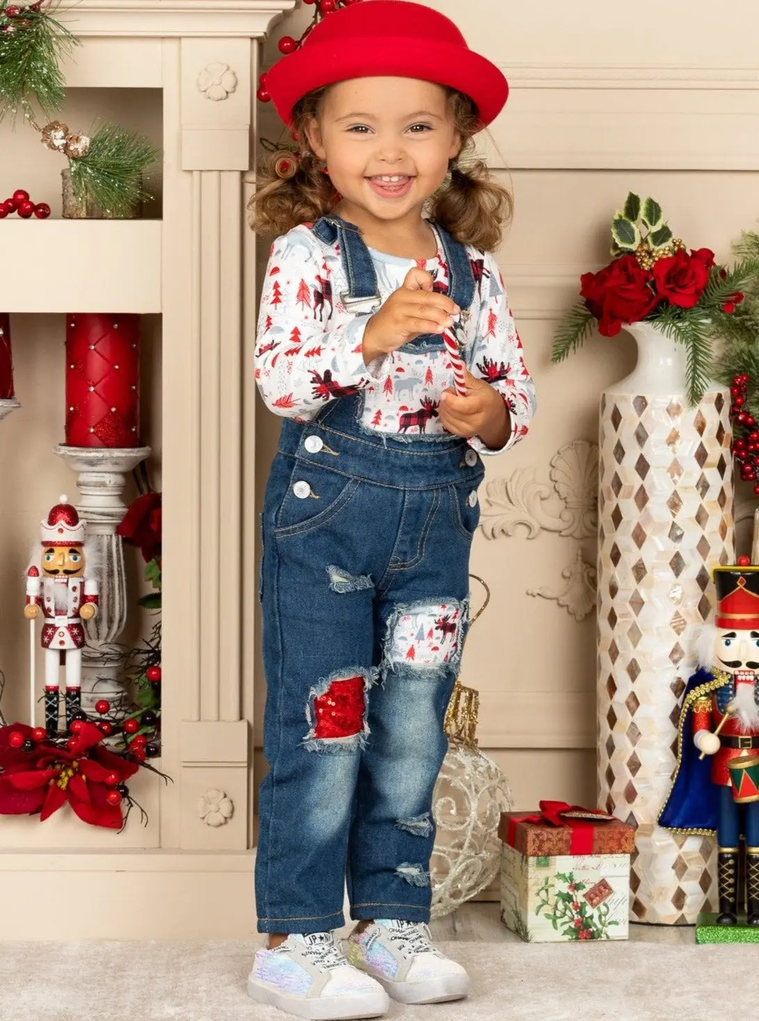Winter Wonderland Denim Overall Set - Image 2