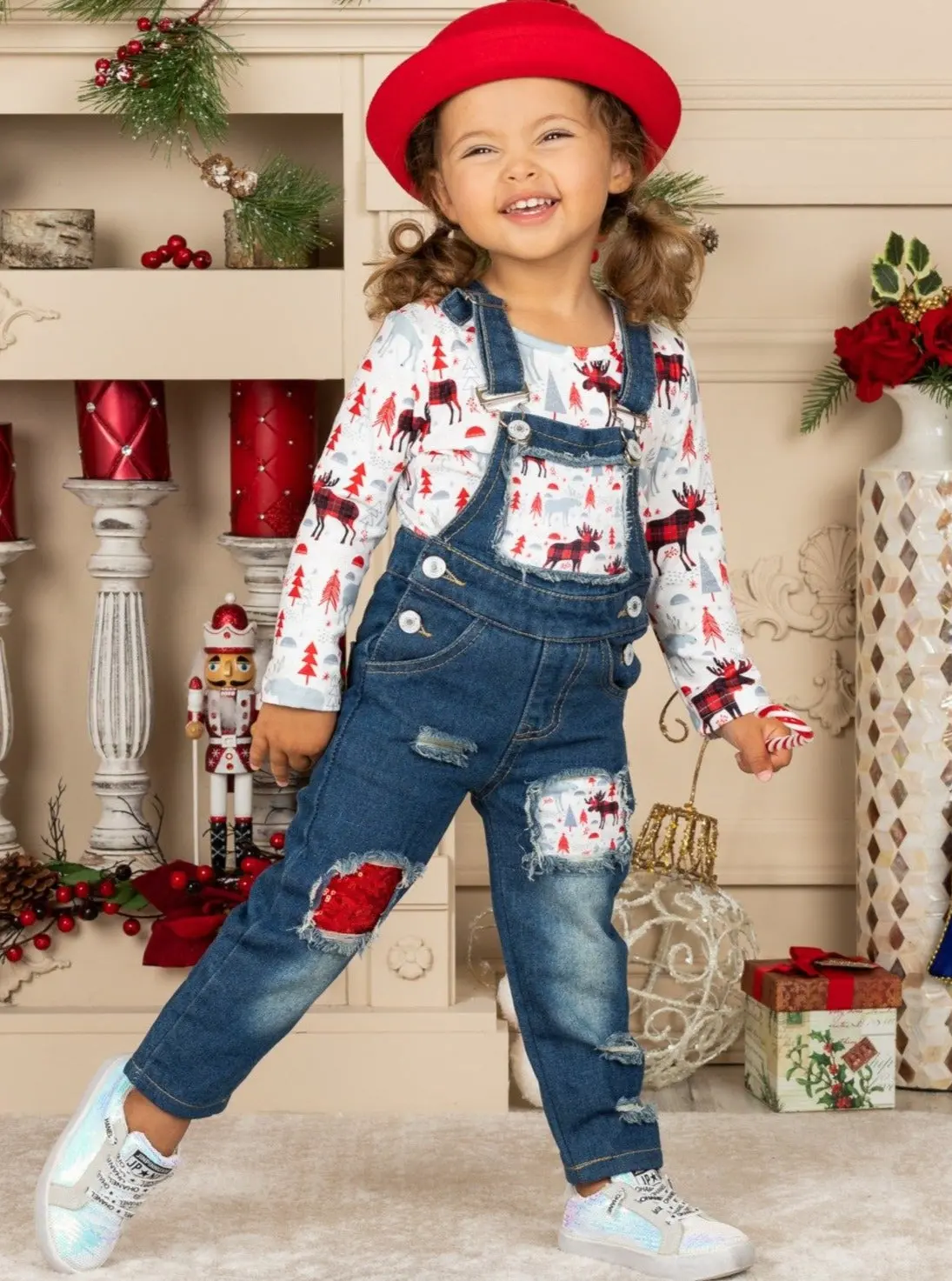 Winter Wonderland Denim Overall Set - Image 4