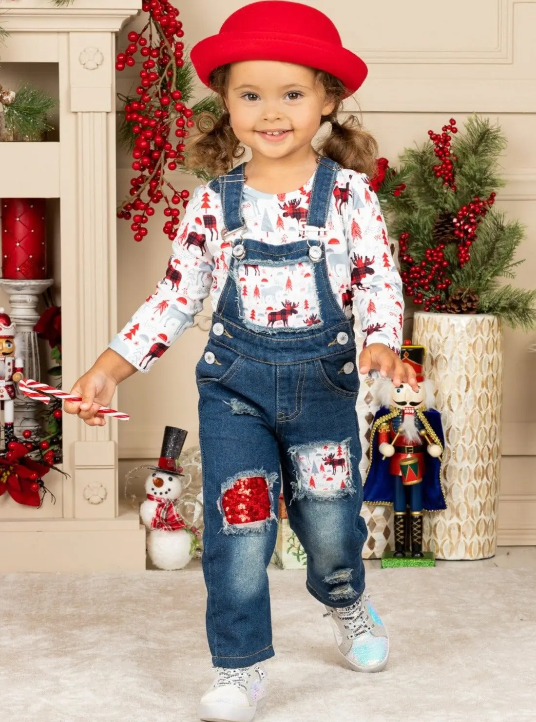 Winter Wonderland Denim Overall Set - Image 5