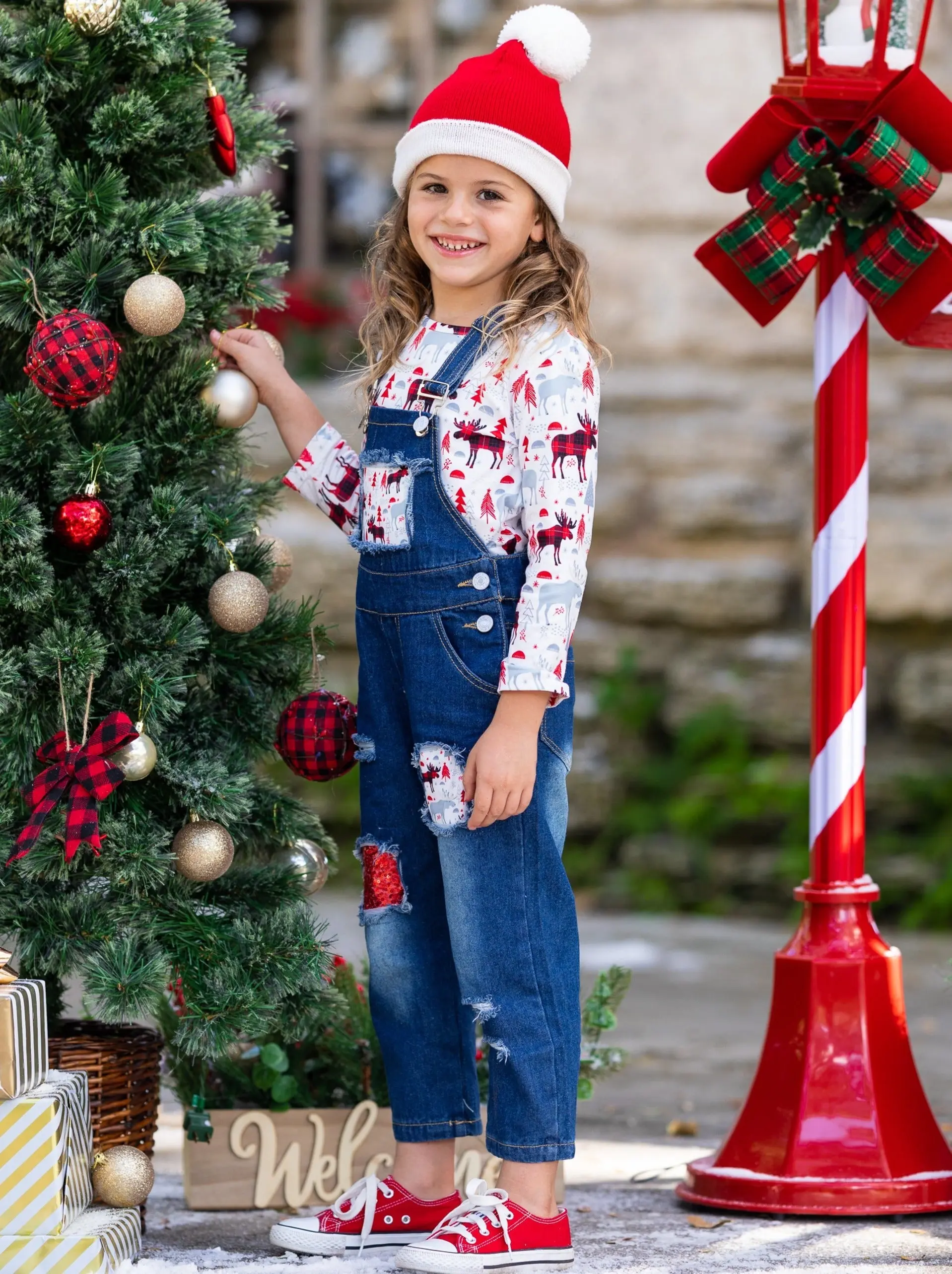 Winter Wonderland Denim Overall Set - Image 6