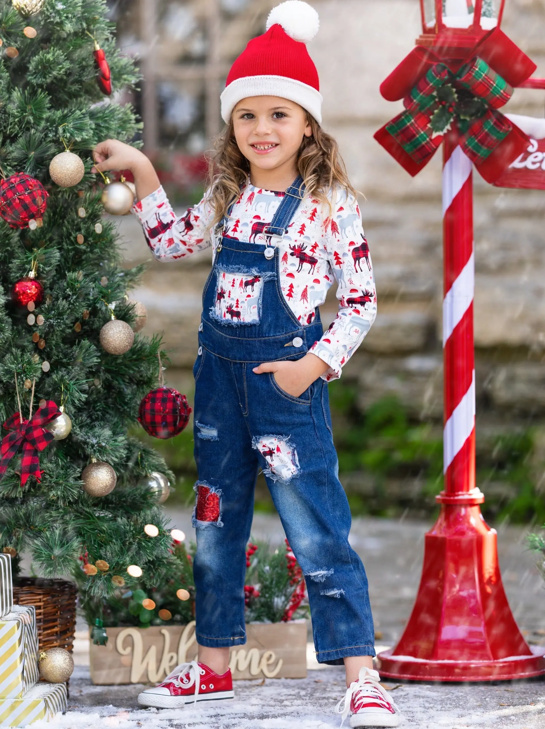 Winter Wonderland Denim Overall Set - Image 7