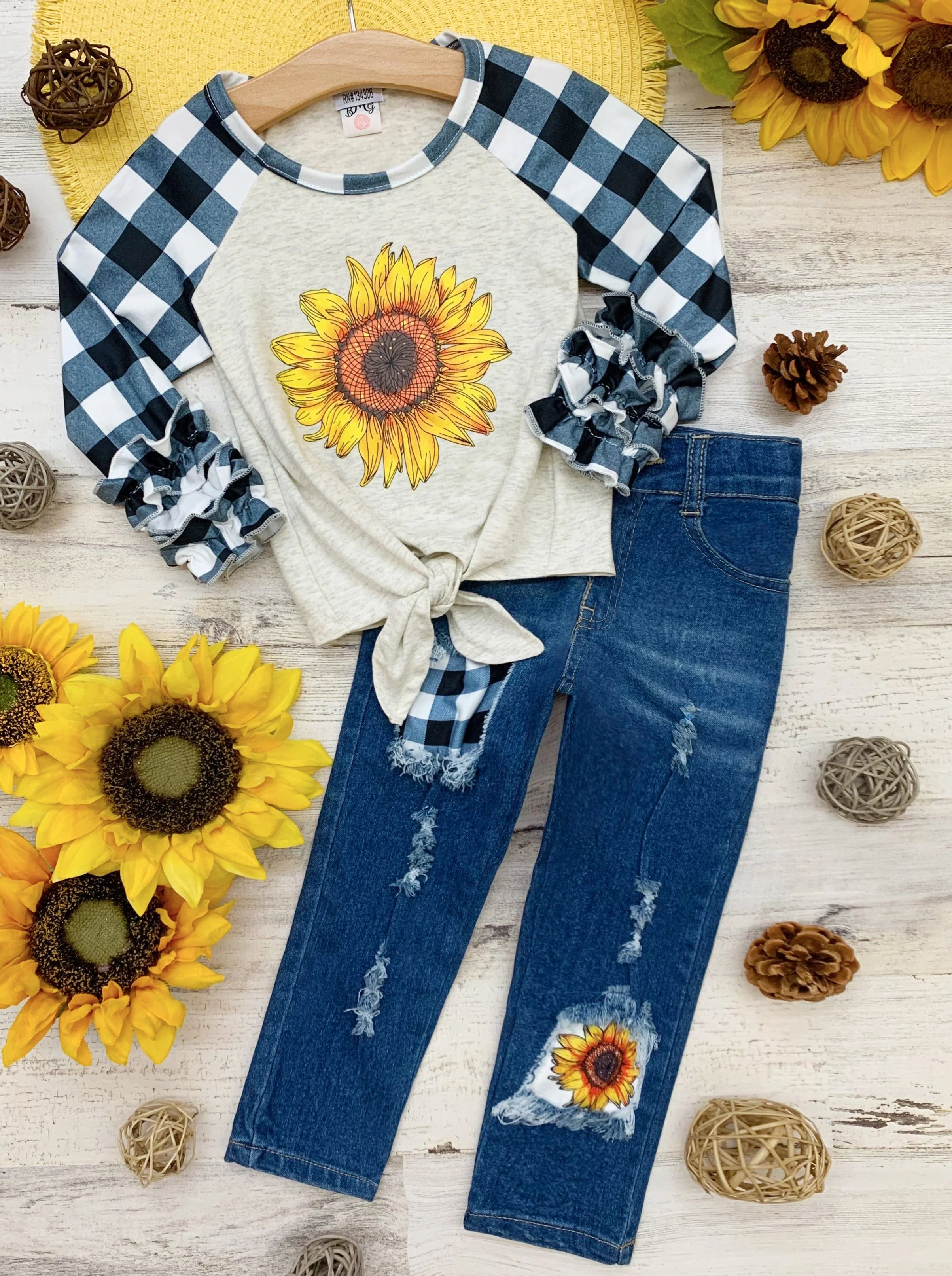 My Pretty Flower Patched Jeans Set - Image 3