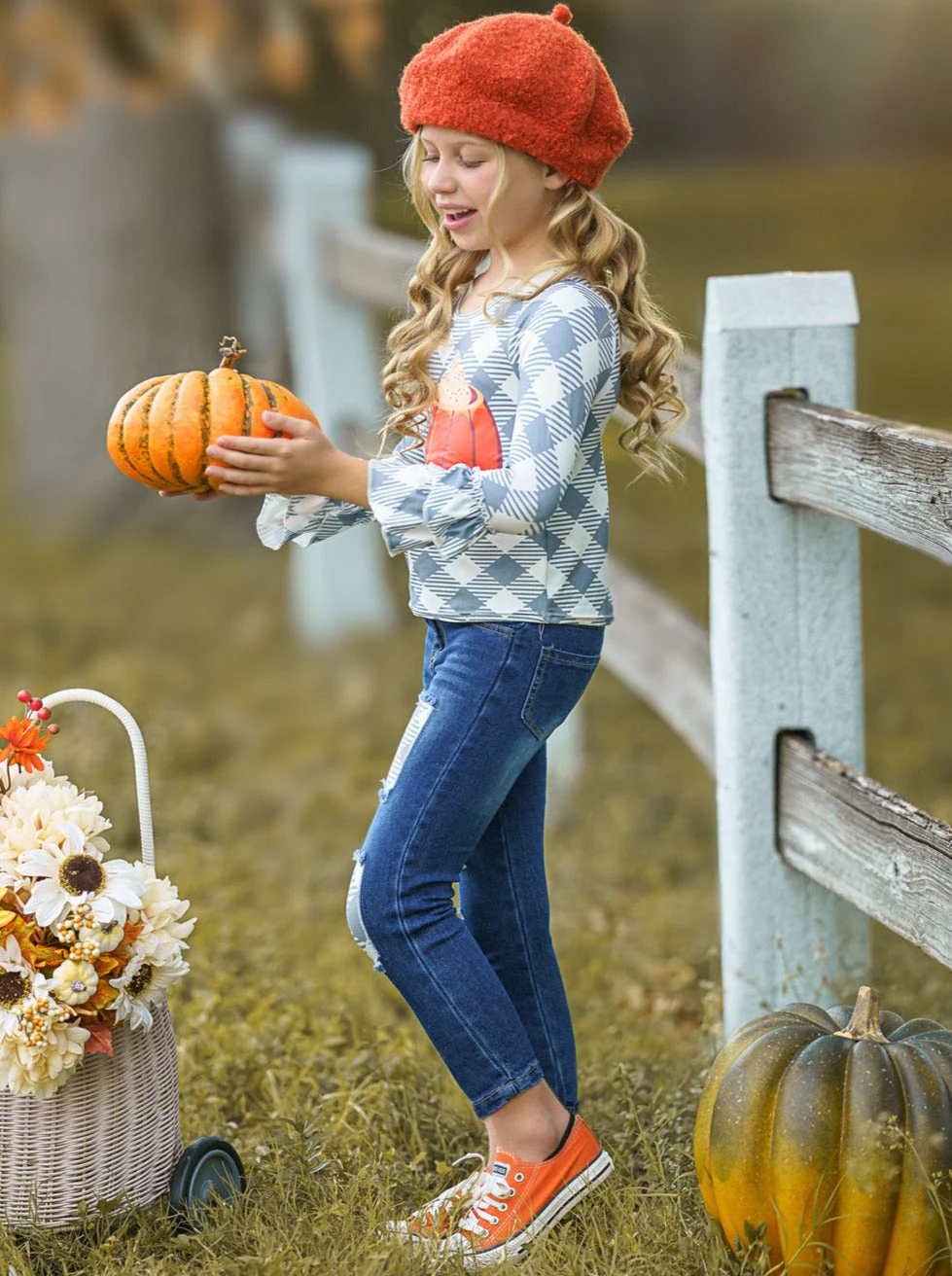 But First, Pumpkin Spice Patched Jeans Set - Image 5