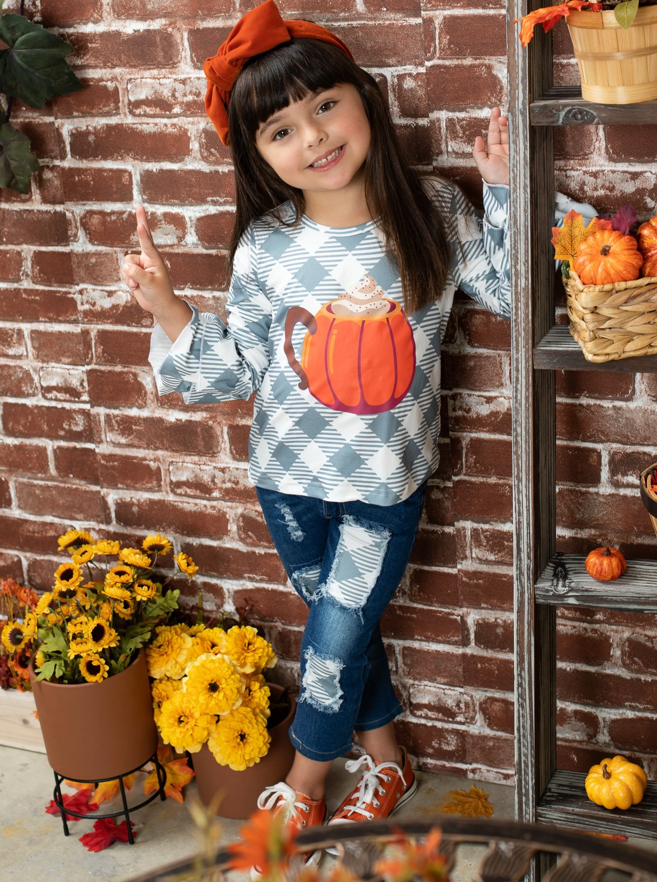 But First, Pumpkin Spice Patched Jeans Set - Image 6