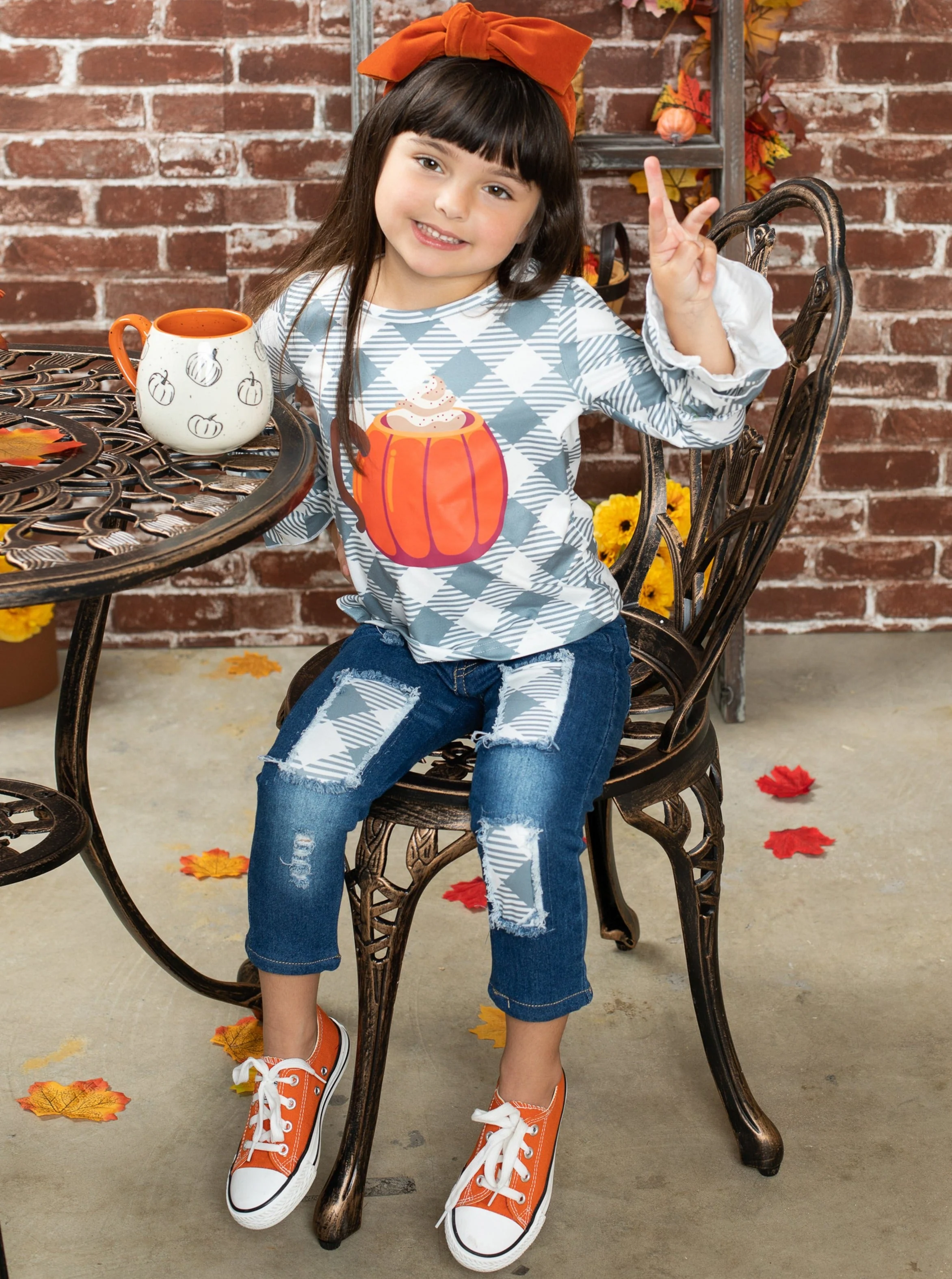 But First, Pumpkin Spice Patched Jeans Set - Image 8