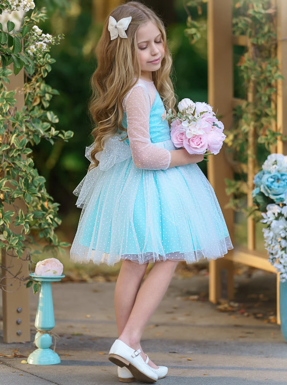 Polka Dot Bow Back Party Dress - Image 3