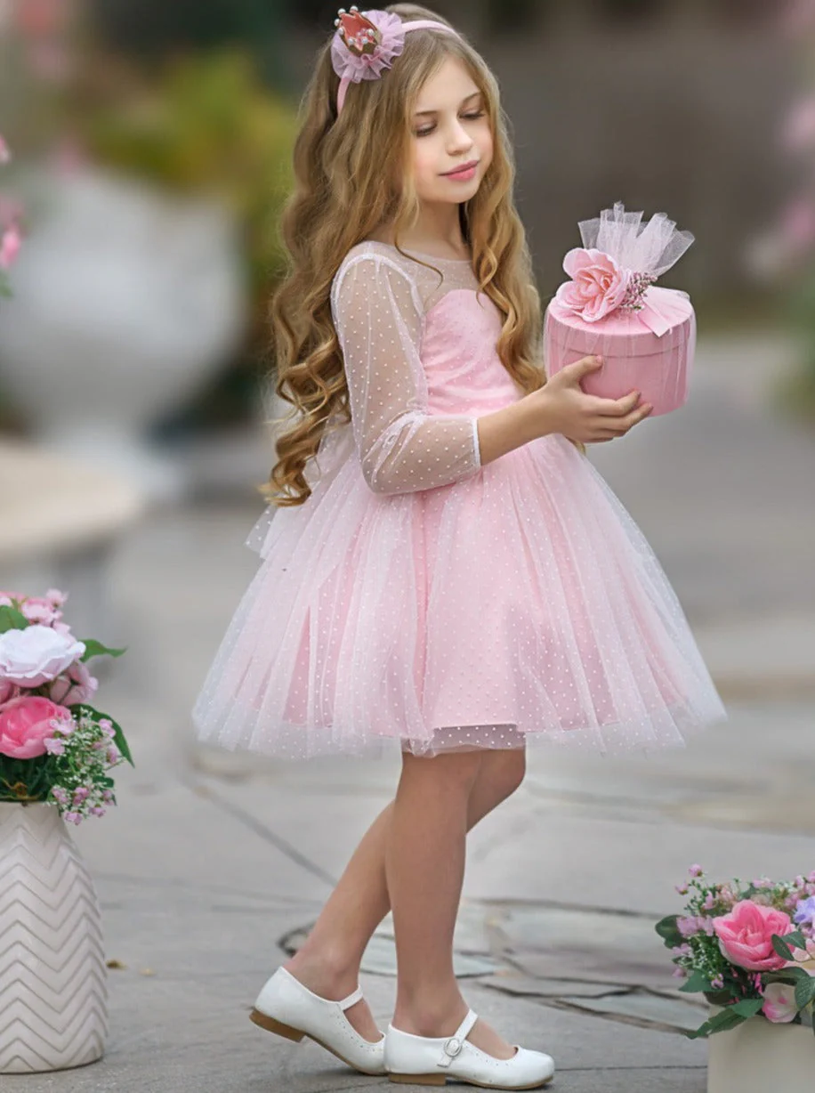 Polka Dot Bow Back Party Dress - Image 4