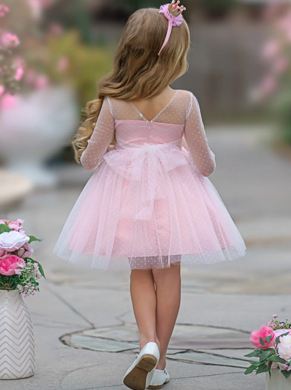 Polka Dot Bow Back Party Dress - Image 6
