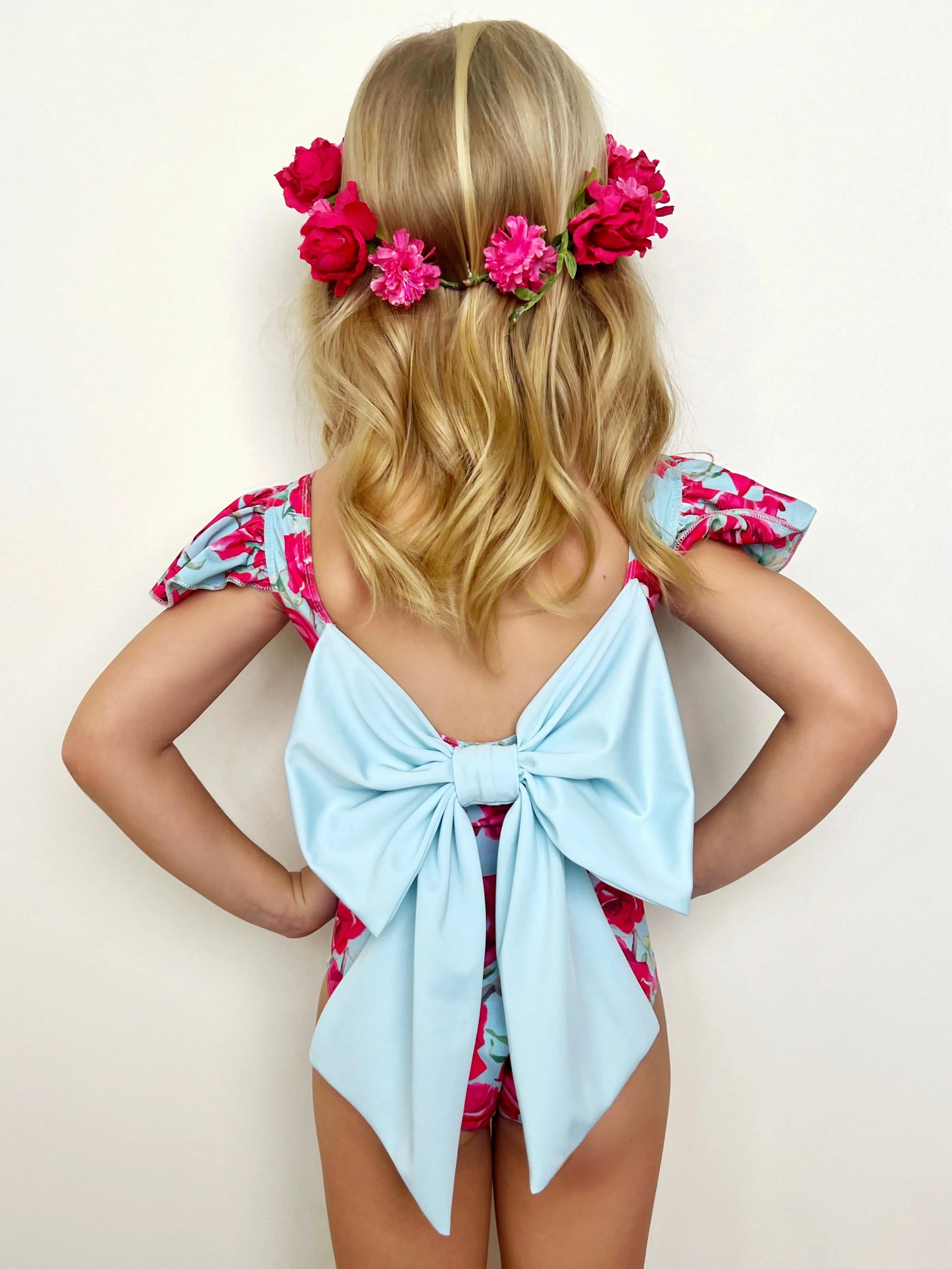 Sun-Kissed Blooms Flutter Sleeve Floral One Piece Swimsuit - Image 3