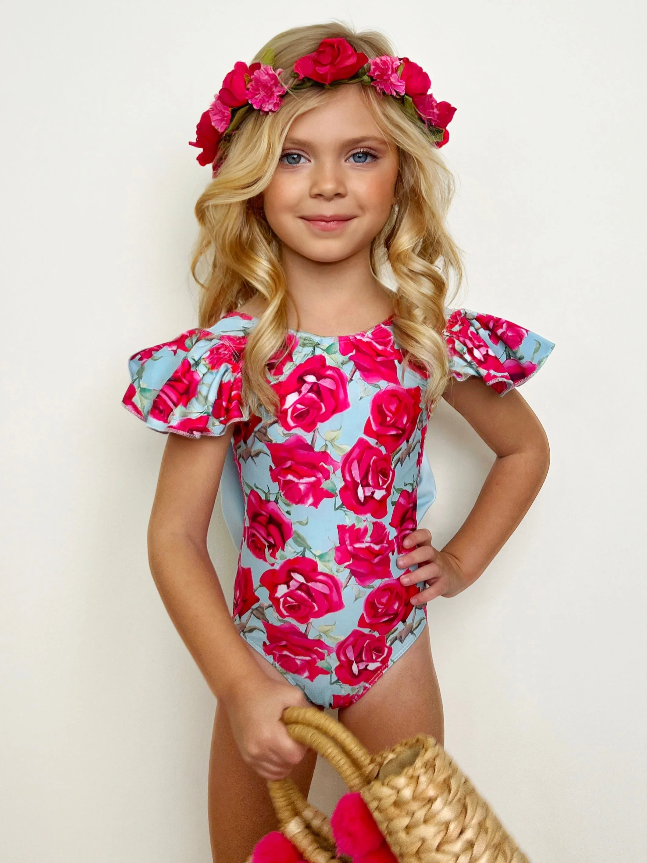 Sun-Kissed Blooms Flutter Sleeve Floral One Piece Swimsuit - Image 4