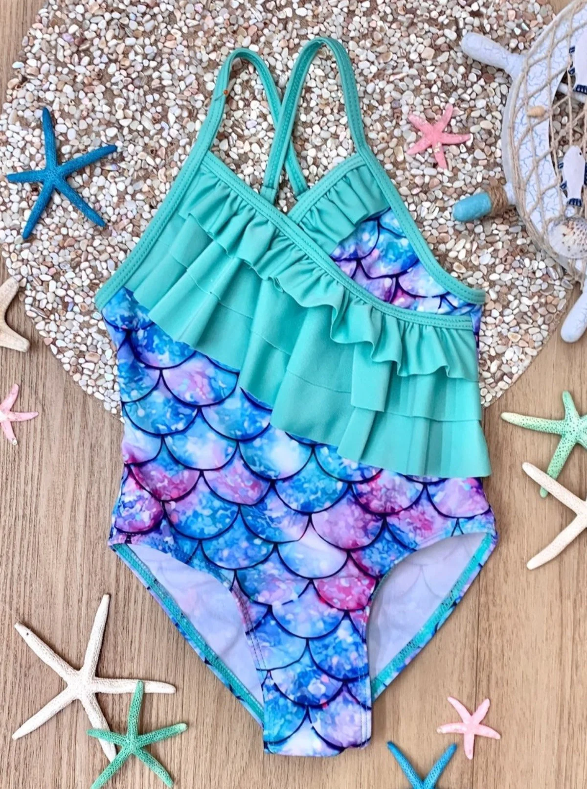 Enchanted Vacay Mermaid Print One-Piece Swimsuit - Image 4