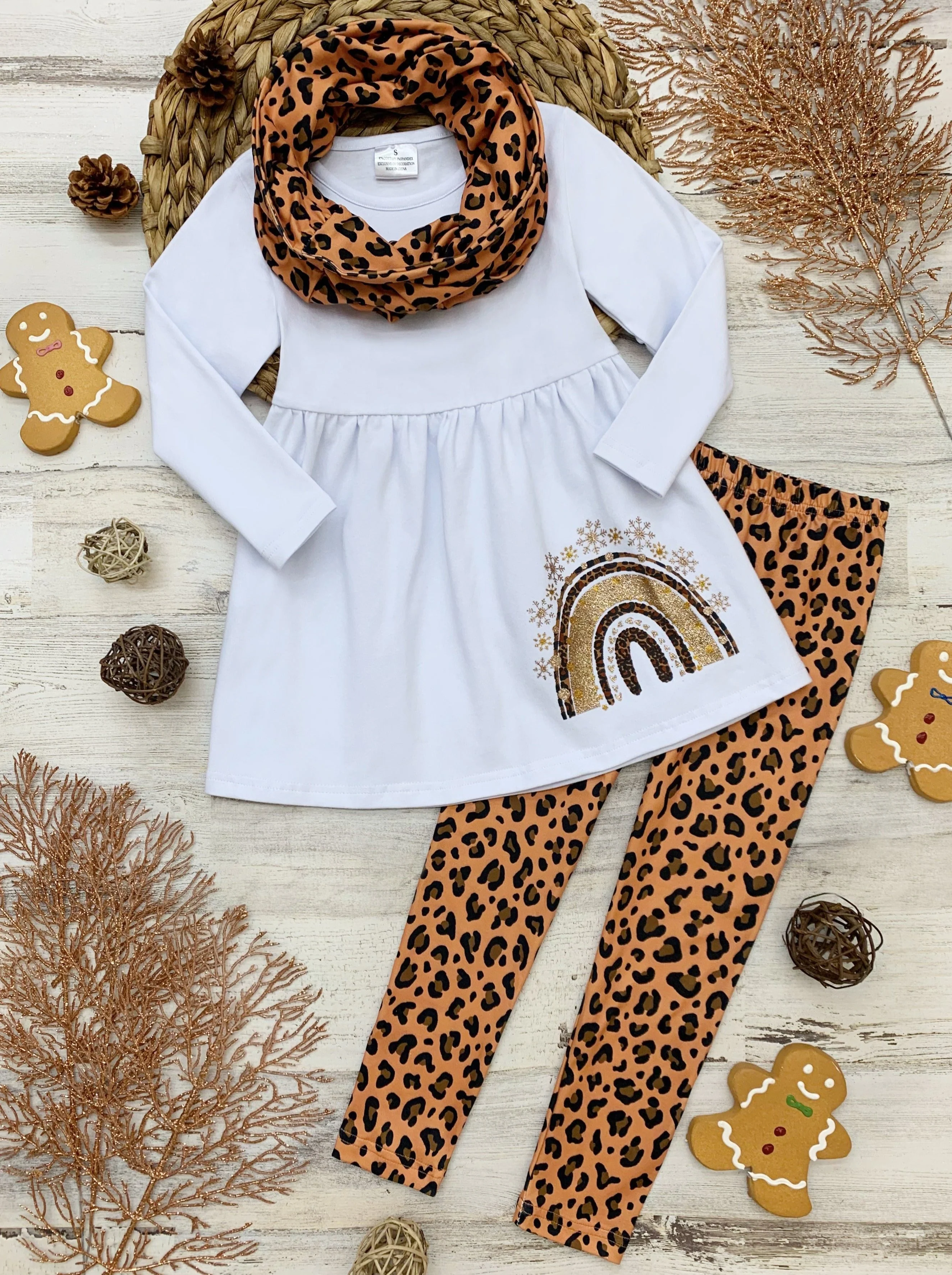 Leopard Rainbow Tunic, Scarf and Legging Set - Image 2