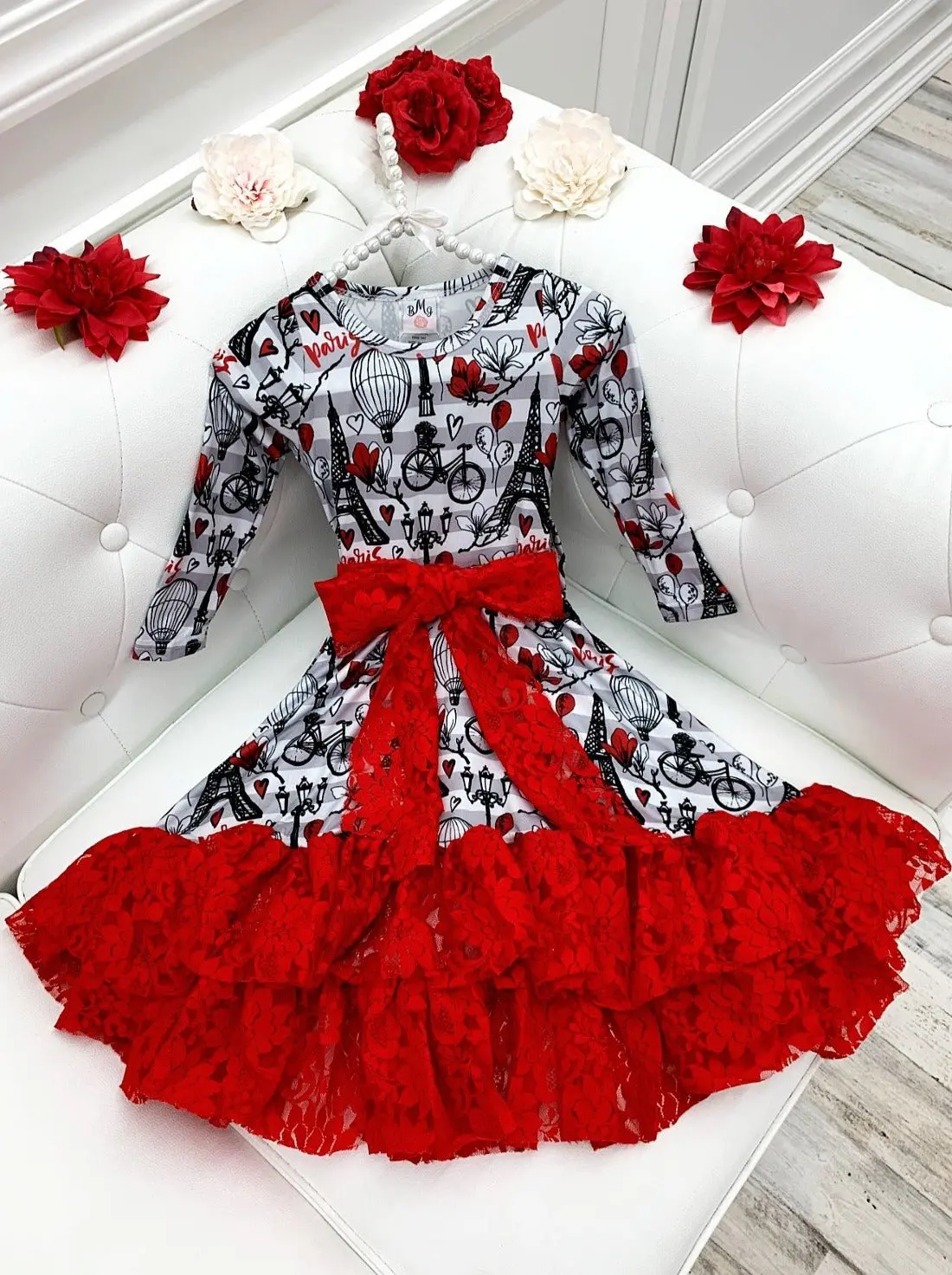 Parisian Dreams Ruffle Lace Hem Dress - Image 2