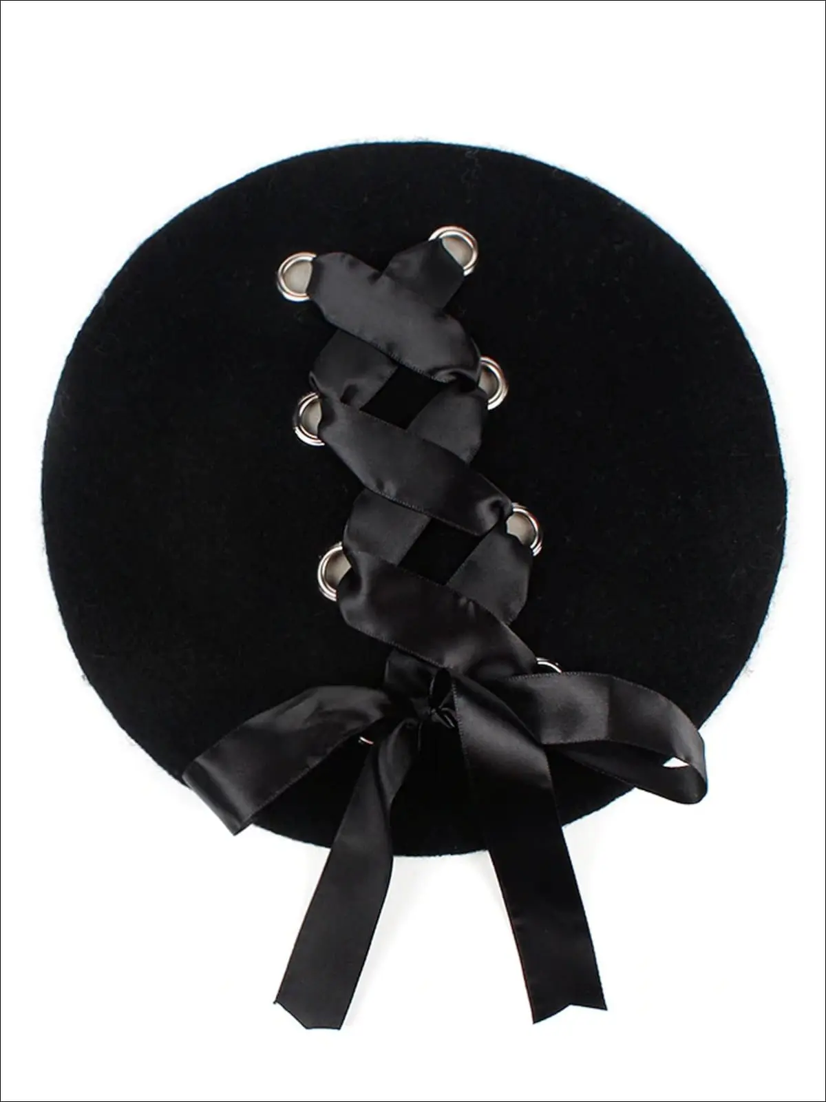 Girls Parisian Style Satin Lace Up Beret - Image 3