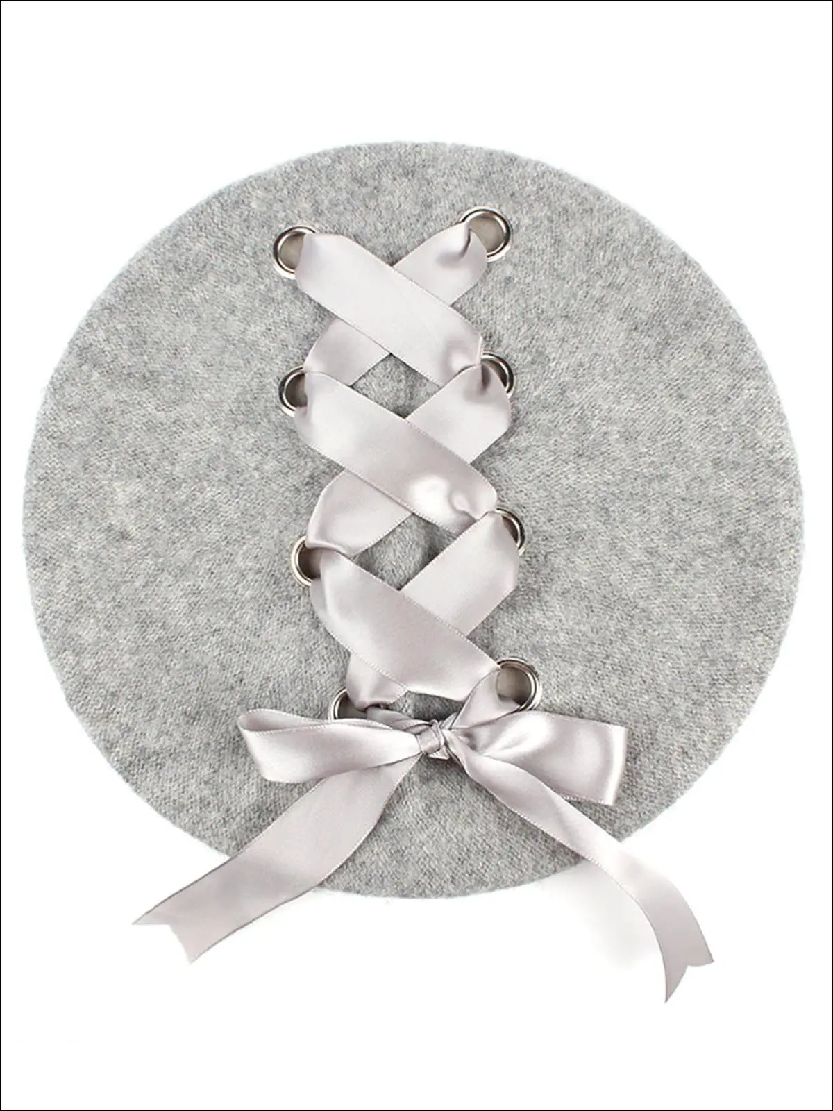 Girls Parisian Style Satin Lace Up Beret - Image 5