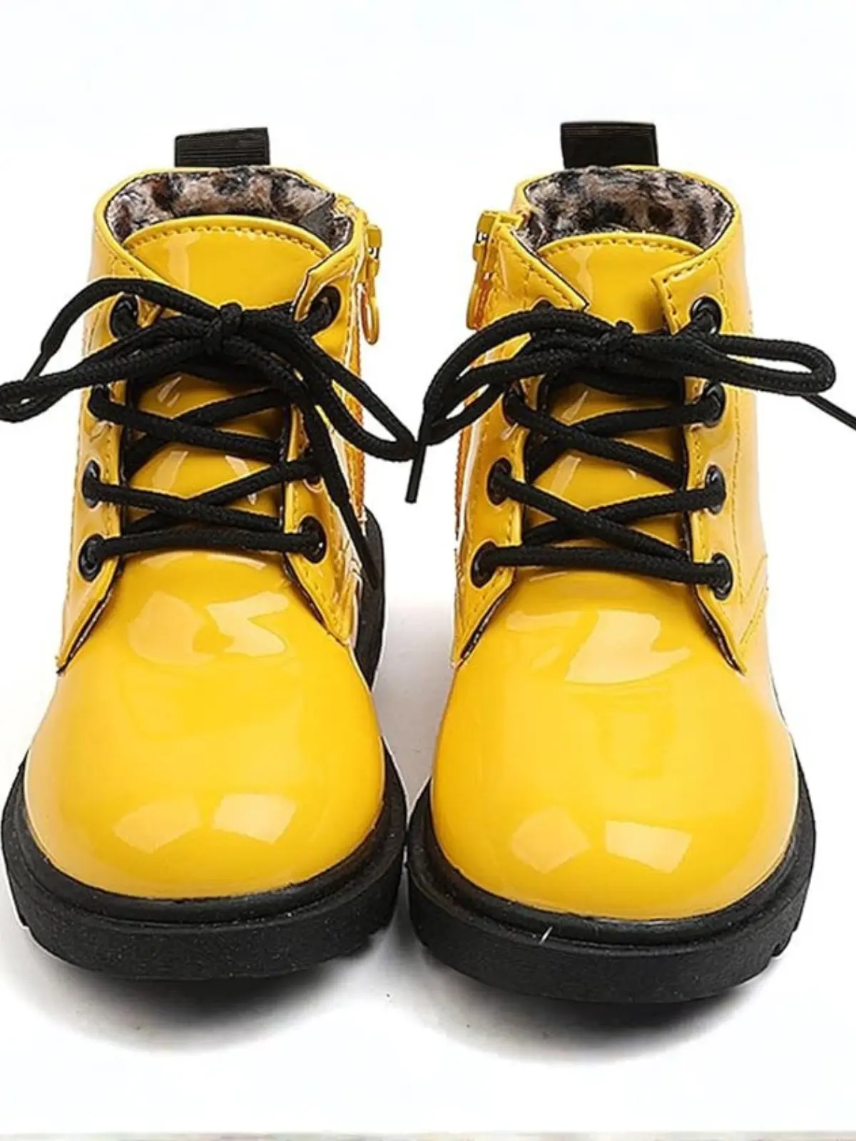 Yellow Patent Synthetic Leather Boots By Liv and Mia - Image 5