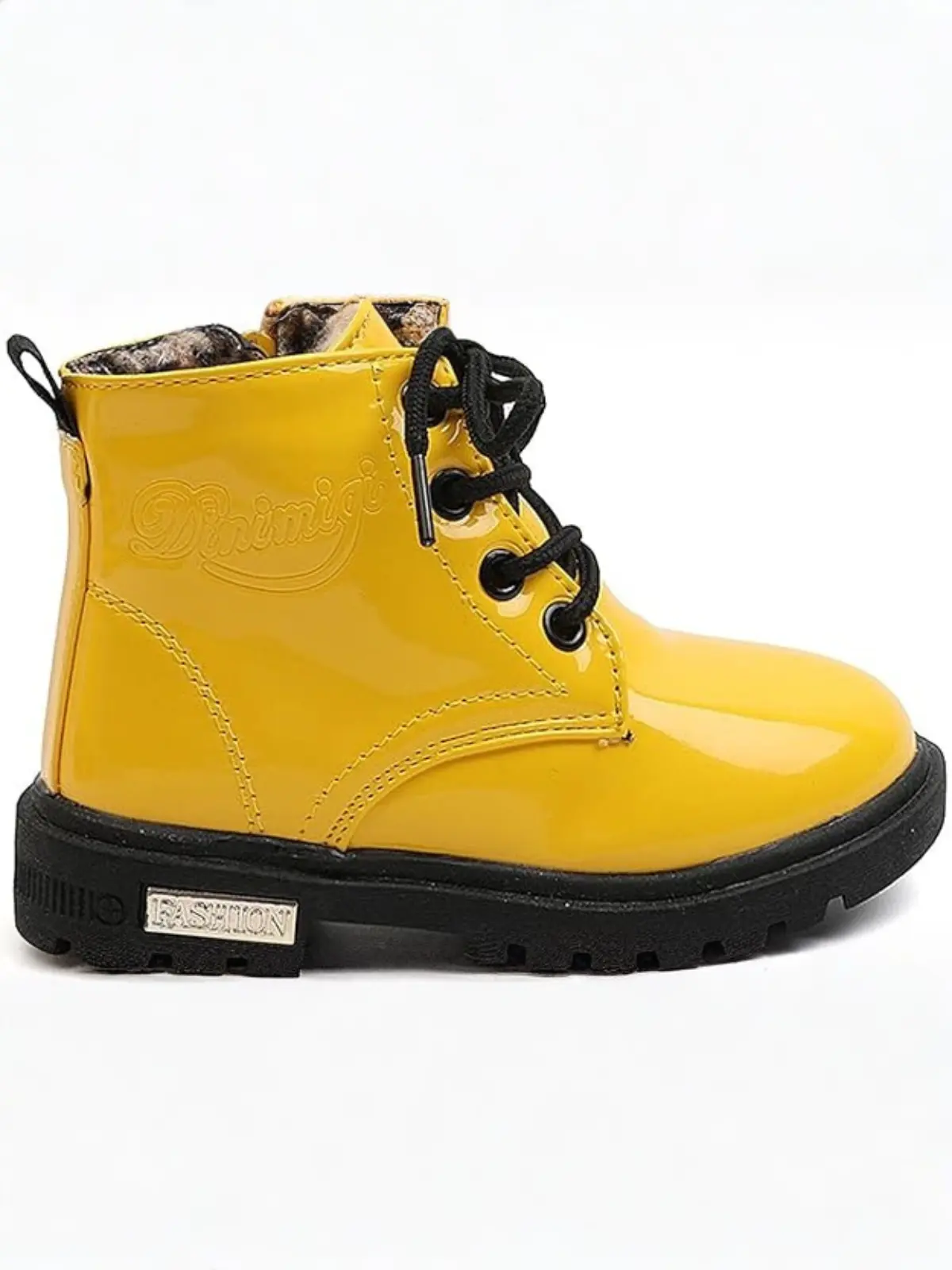 Yellow Patent Synthetic Leather Boots By Liv and Mia - Image 6