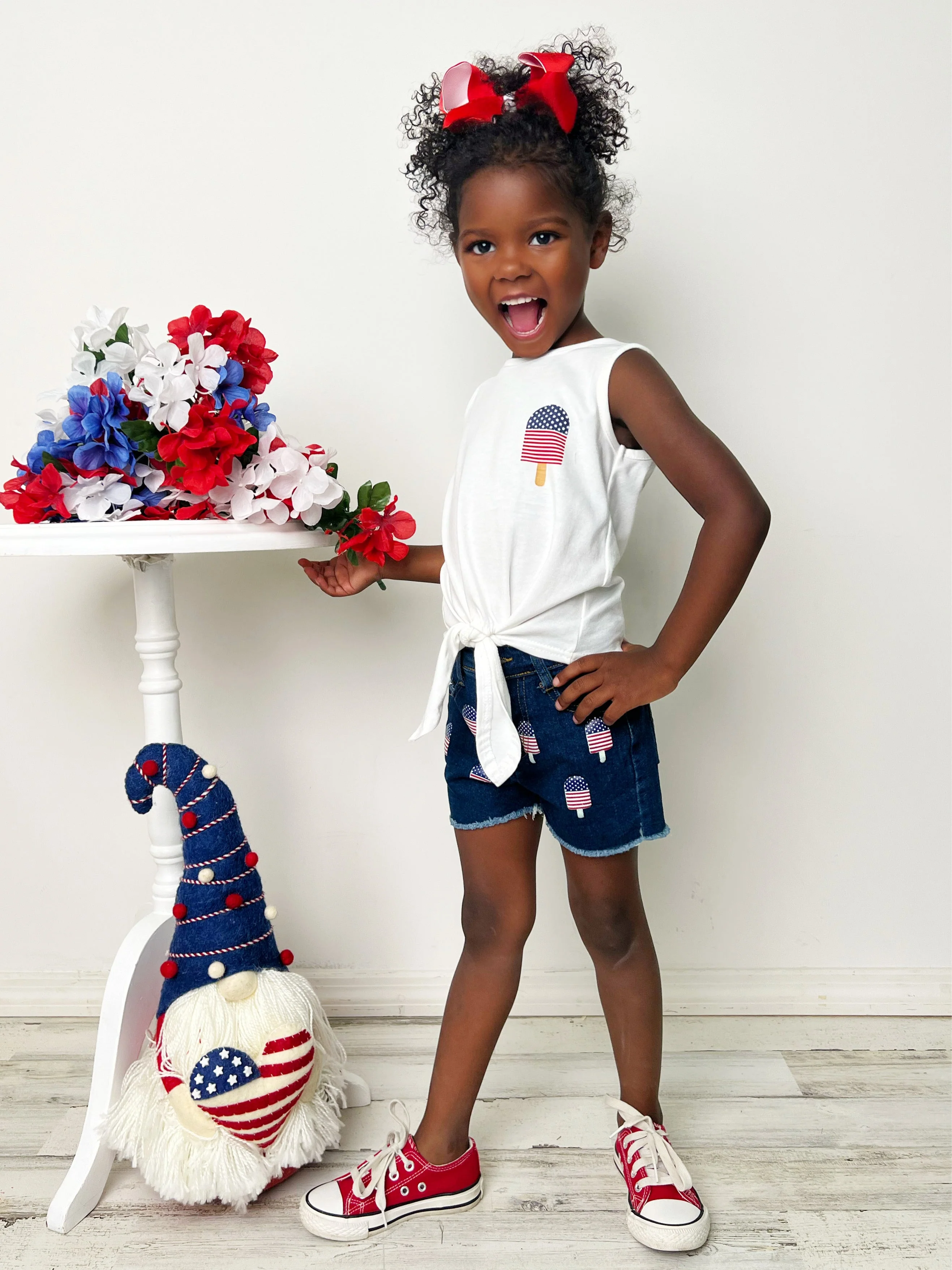 Popsicle Patriot Denim Shorts Set - Image 3