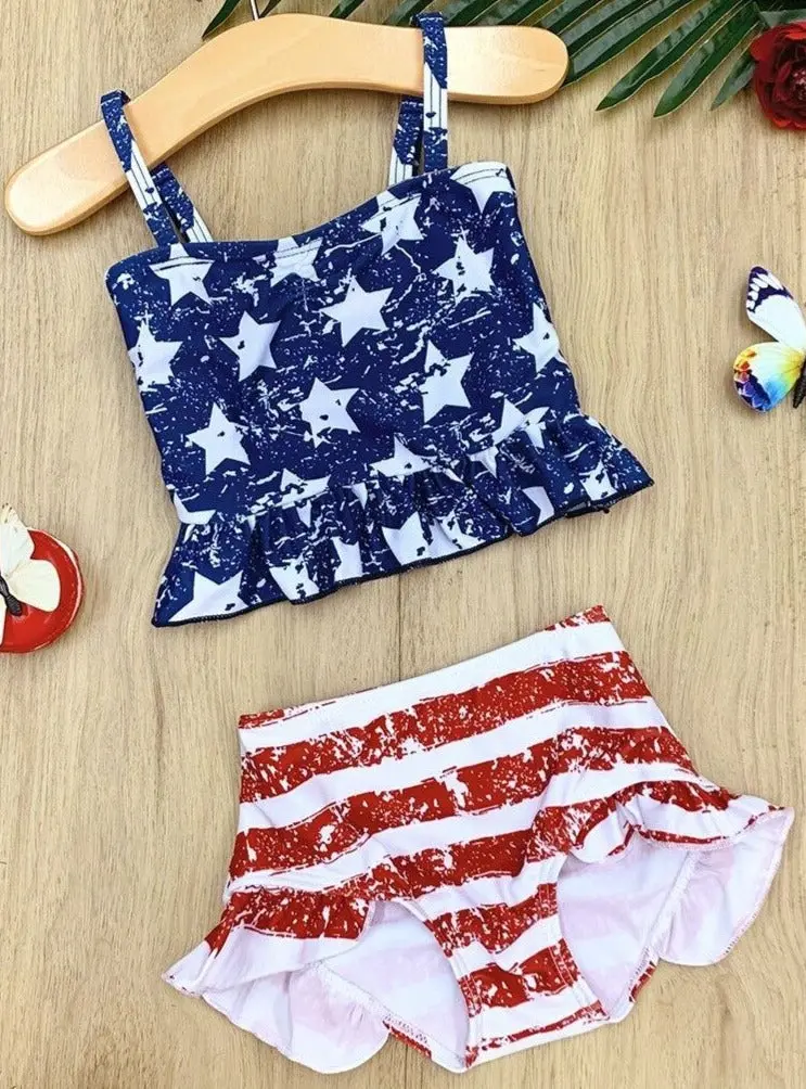 Star Spangled Tankini Two Piece Swimsuit - Image 3