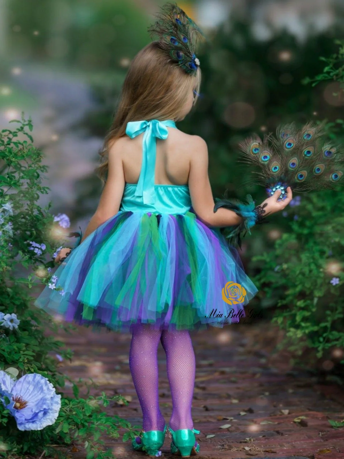 Girls Enchanted Peacock Fairy Tutu Costume Dress - Image 3