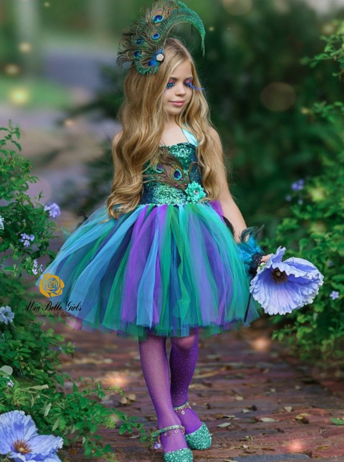 Girls Enchanted Peacock Fairy Tutu Costume Dress - Image 4