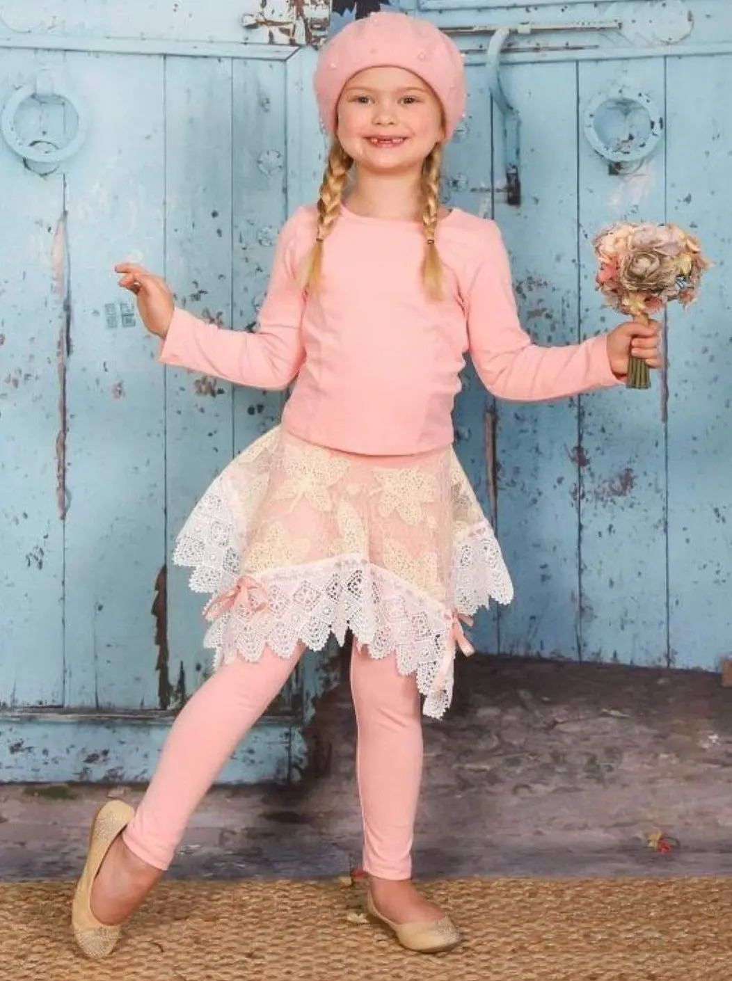 Precious Pink Crochet Skirt Legging Set - Image 2