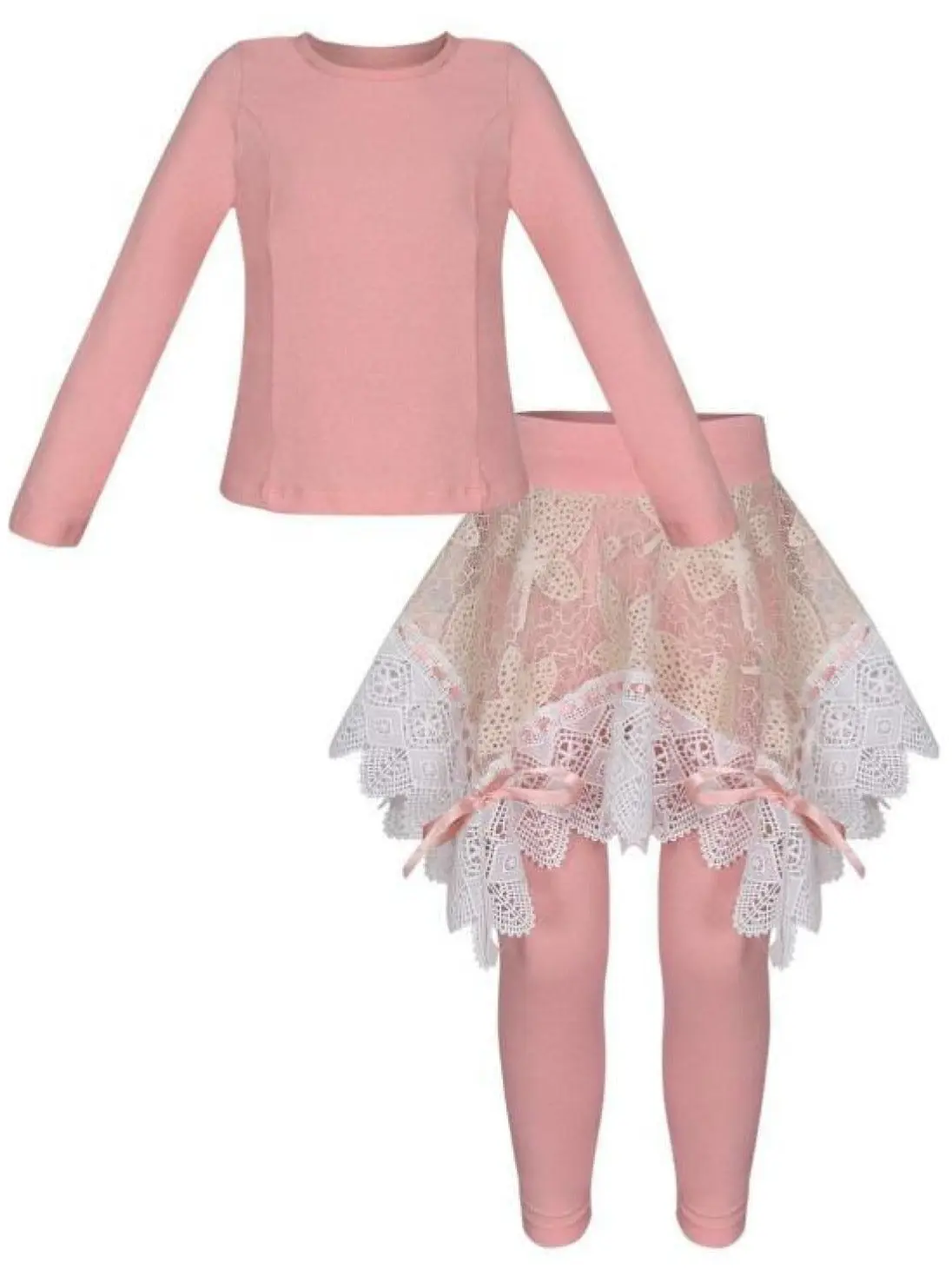 Precious Pink Crochet Skirt Legging Set - Image 3