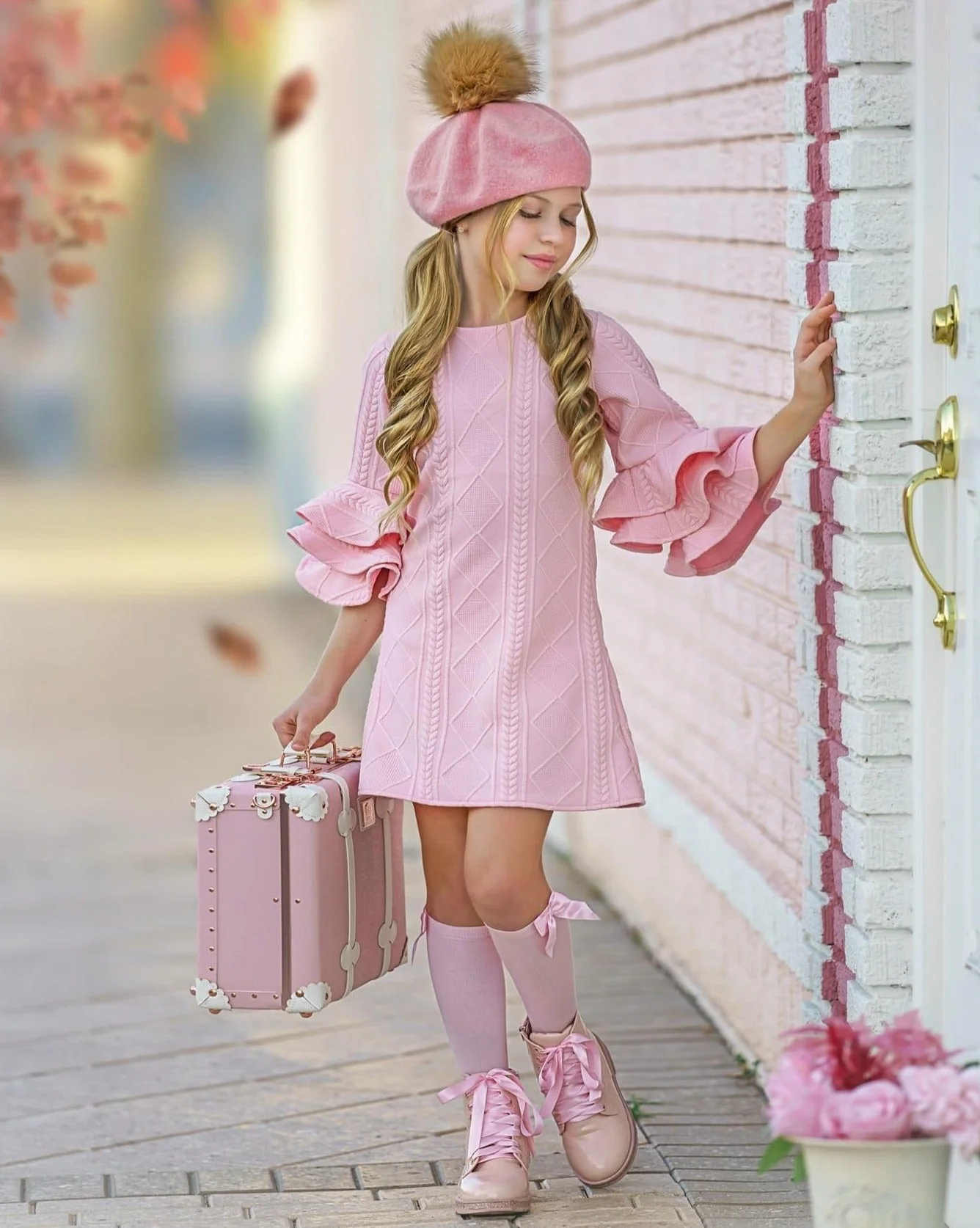 Best Pick Pink Ruffle Sleeve Sweater Dress - Image 2