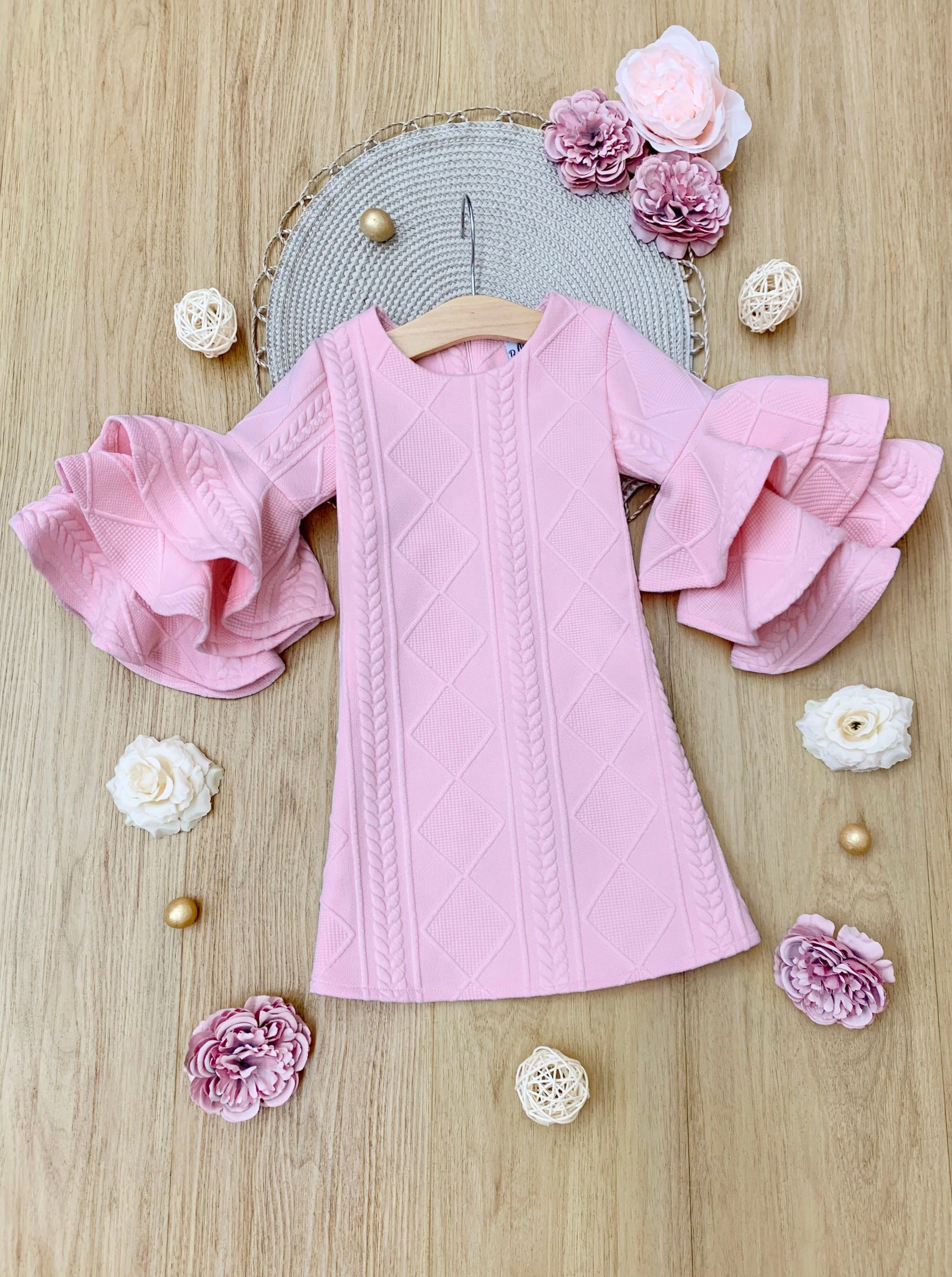 Best Pick Pink Ruffle Sleeve Sweater Dress - Image 3