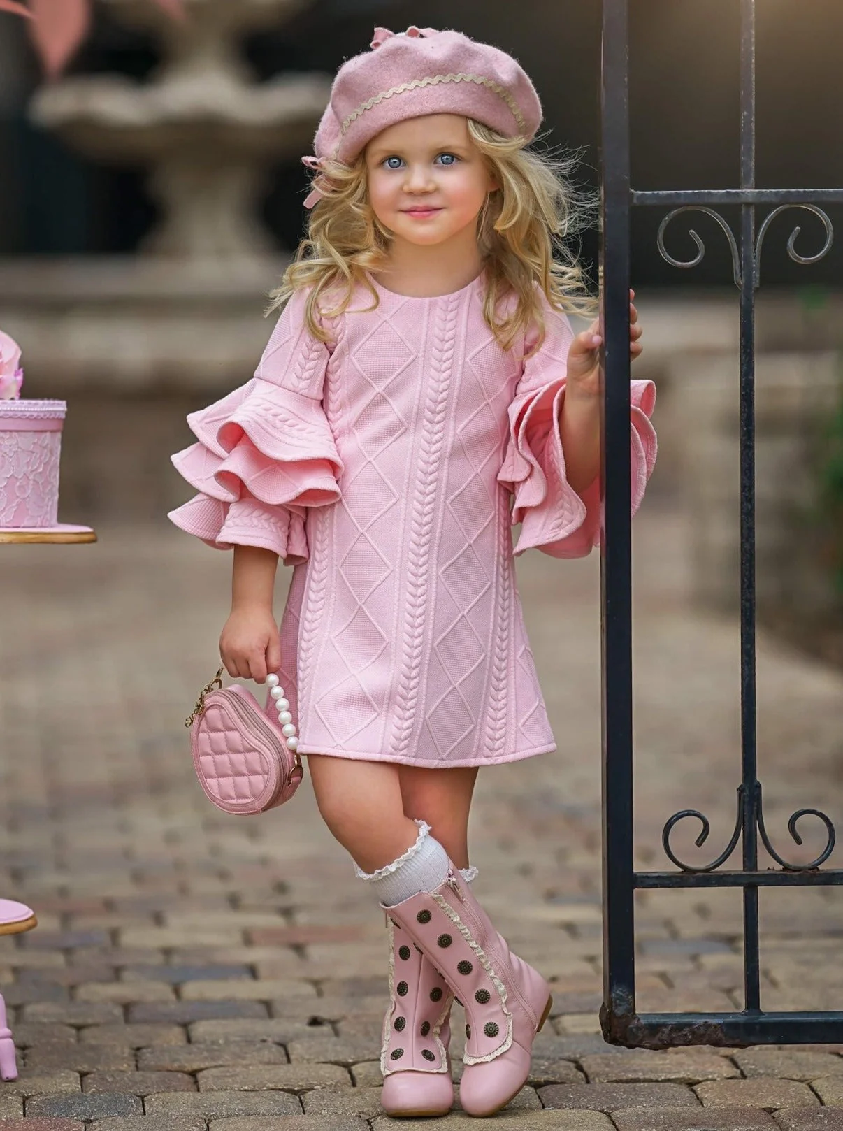 Best Pick Pink Ruffle Sleeve Sweater Dress - Image 4