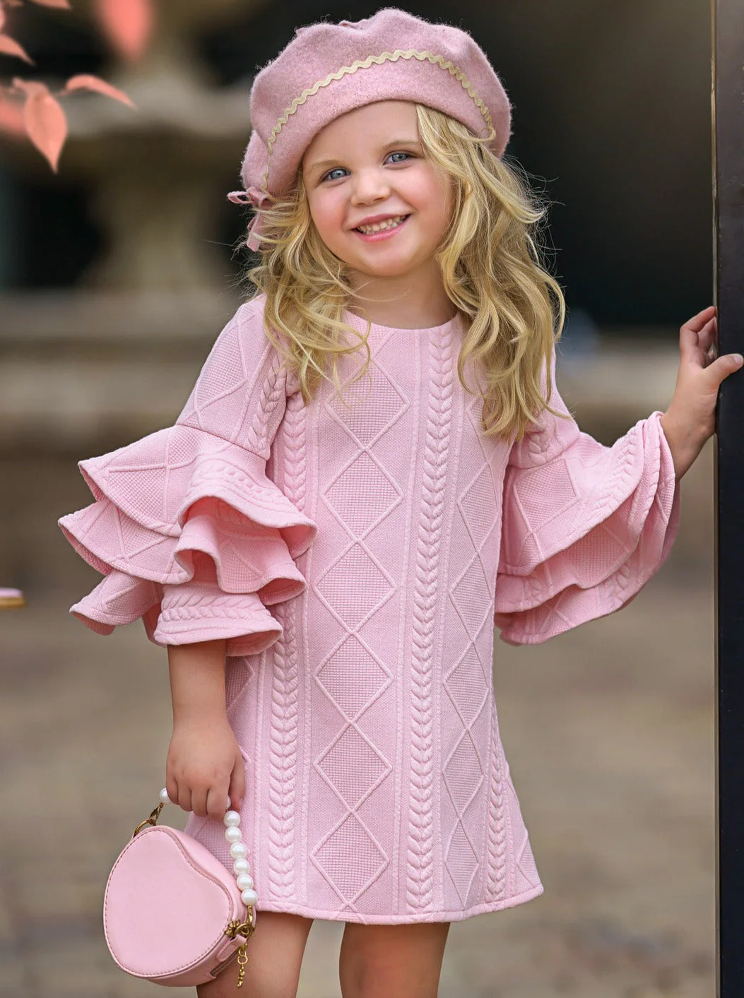 Best Pick Pink Ruffle Sleeve Sweater Dress - Image 5
