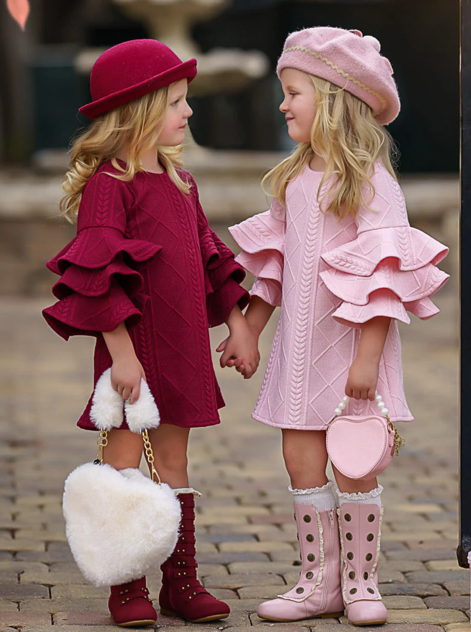 Best Pick Pink Ruffle Sleeve Sweater Dress - Image 6