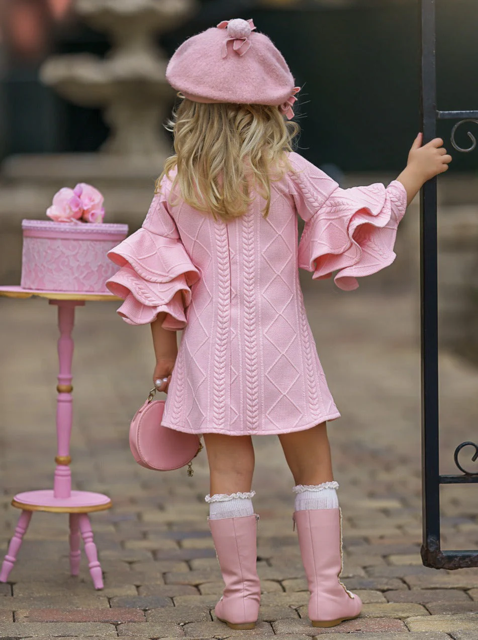 Best Pick Pink Ruffle Sleeve Sweater Dress - Image 7