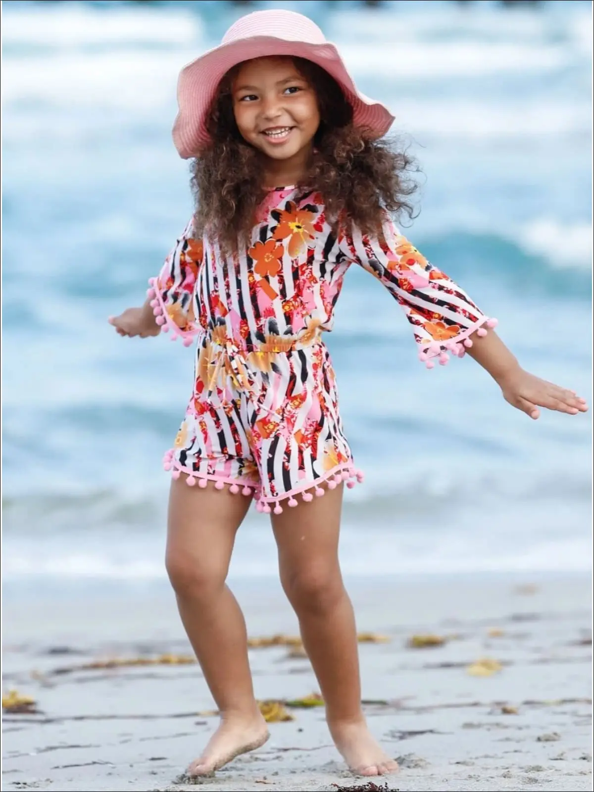 Beach Days Cold Shoulder Pom Pom Romper - Image 2