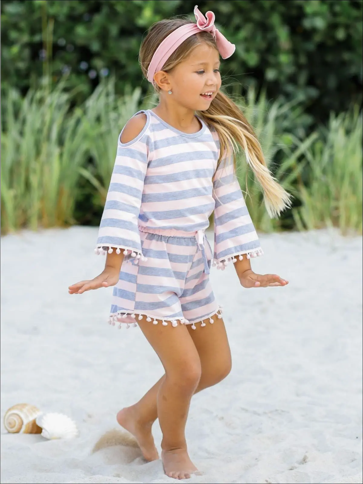 Beach Days Cold Shoulder Pom Pom Romper - Image 5