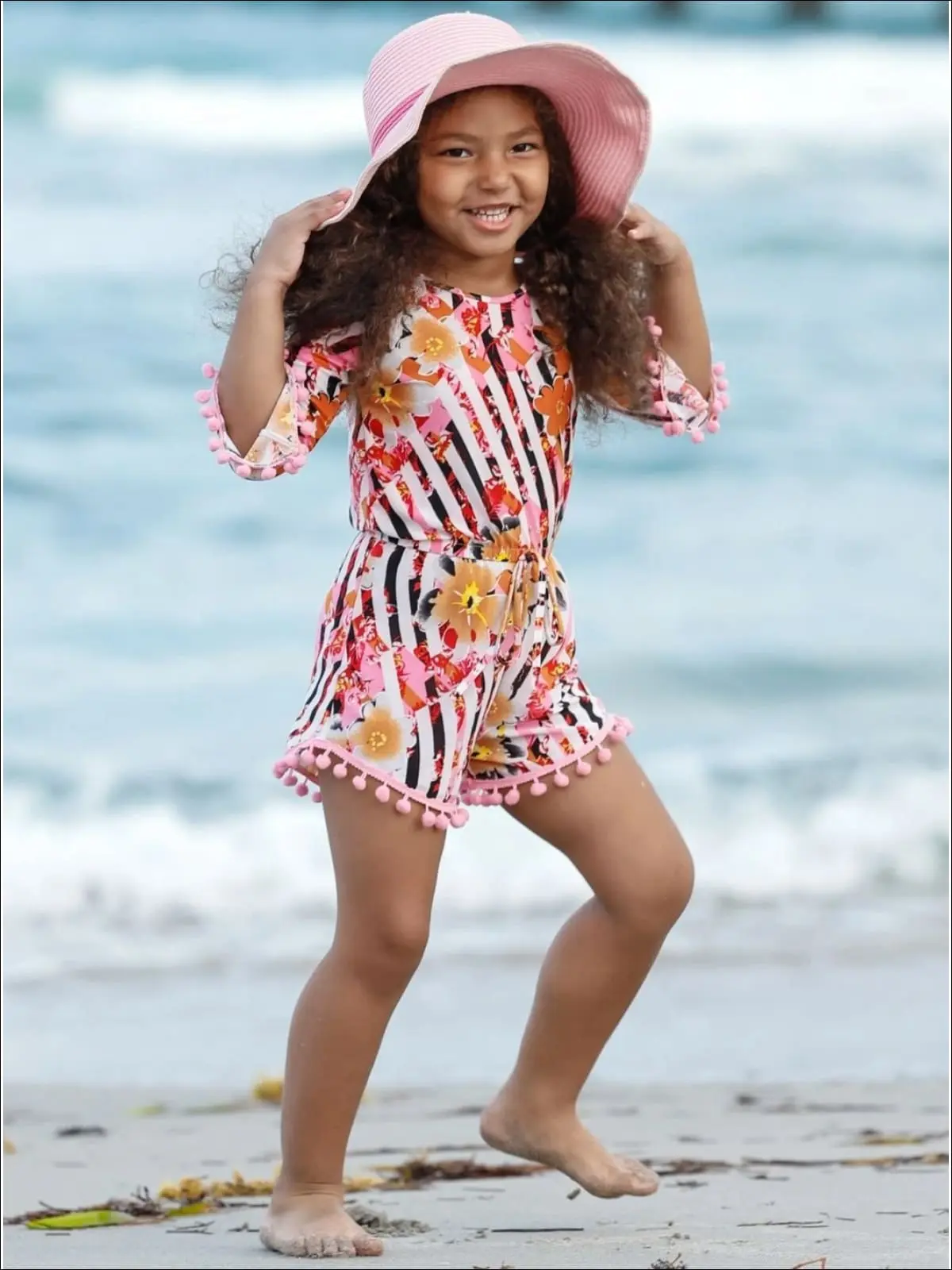 Beach Days Cold Shoulder Pom Pom Romper - Image 6