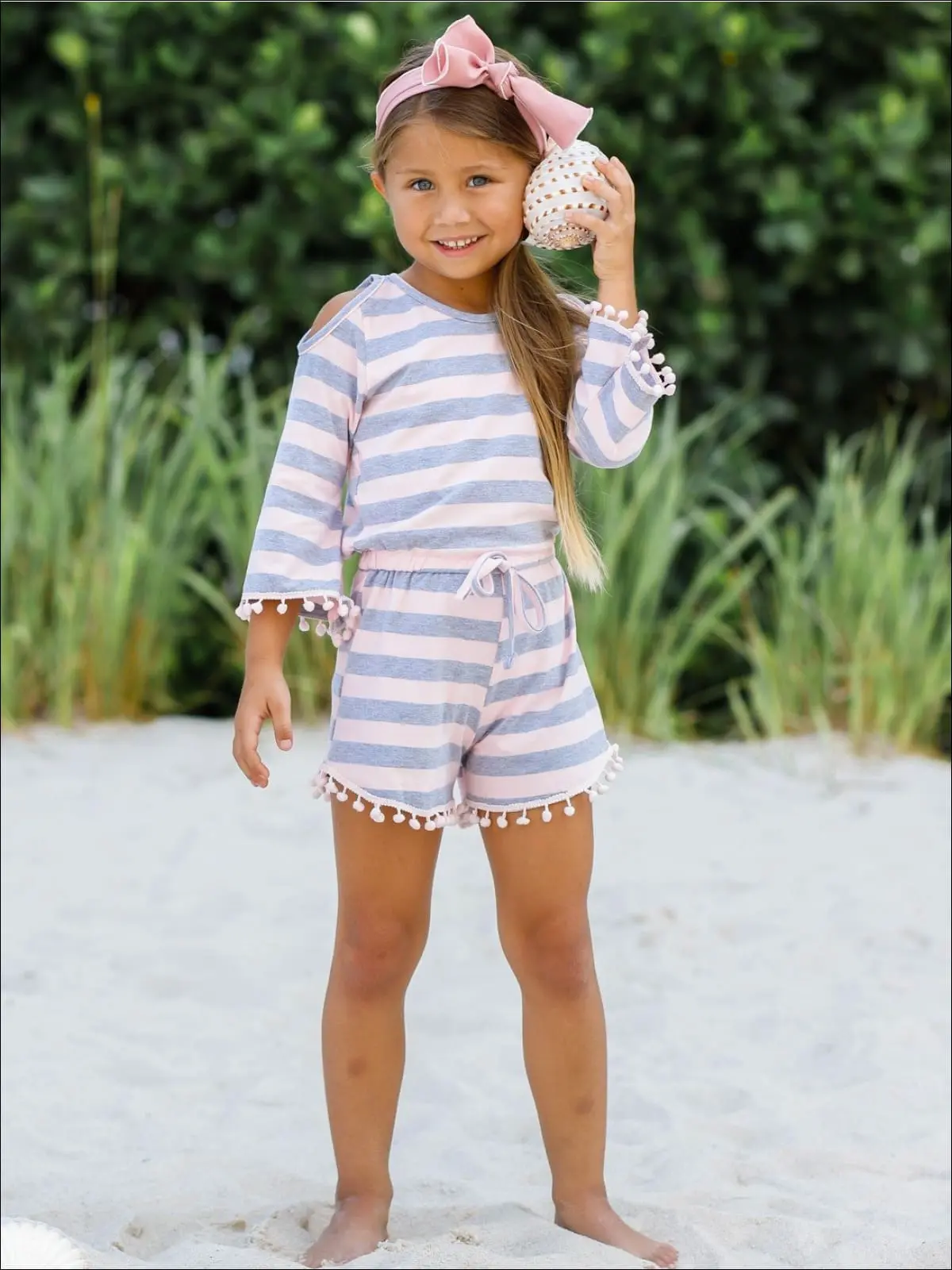 Beach Days Cold Shoulder Pom Pom Romper - Image 7