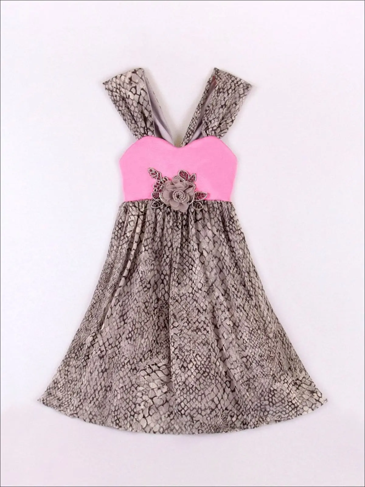 Girls Pink And Silver Empire Waist Halter Party Dress - Image 2