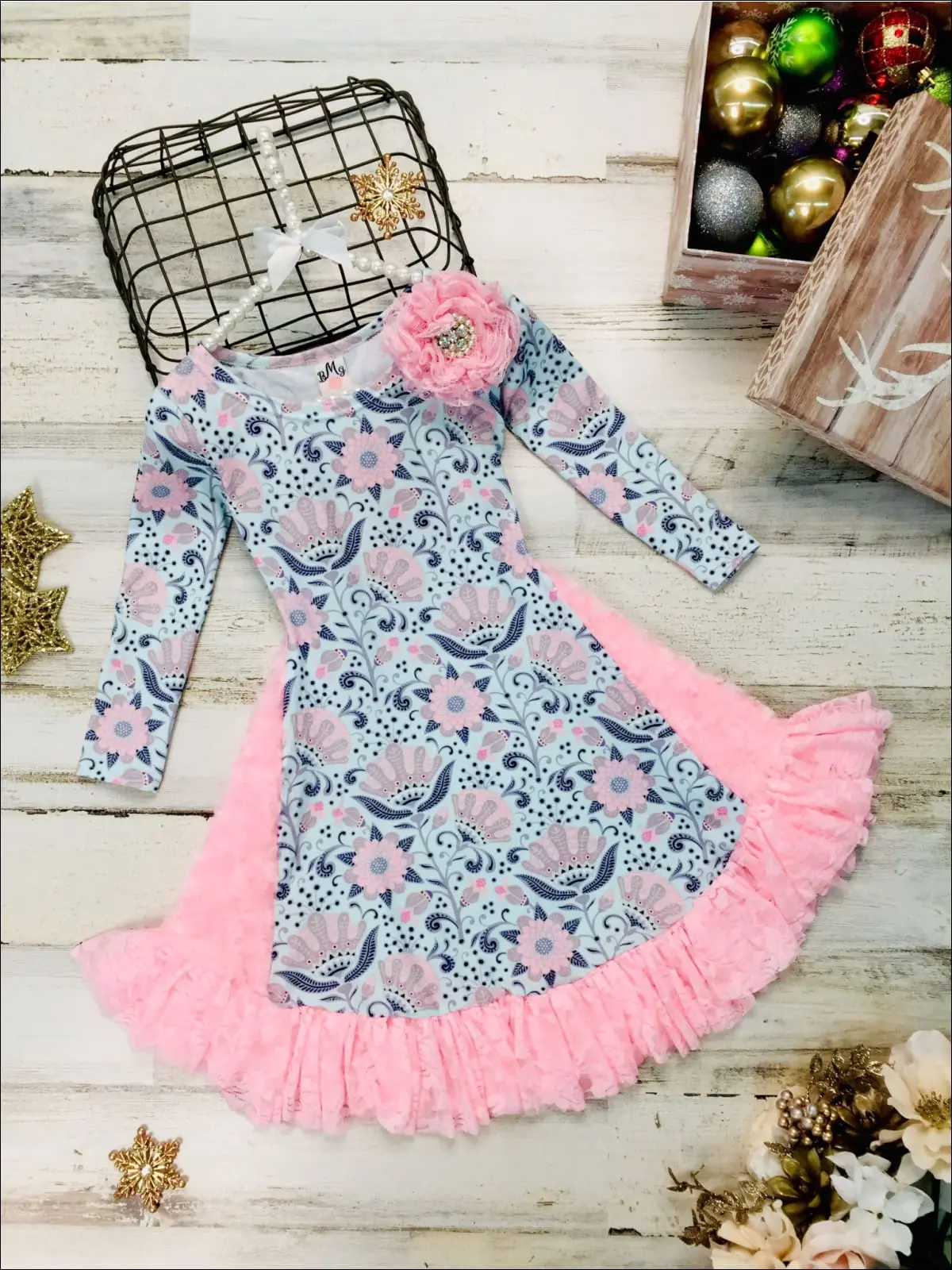 Ruffled Rosebud Lace Side Inserts Flare Dress - Image 4