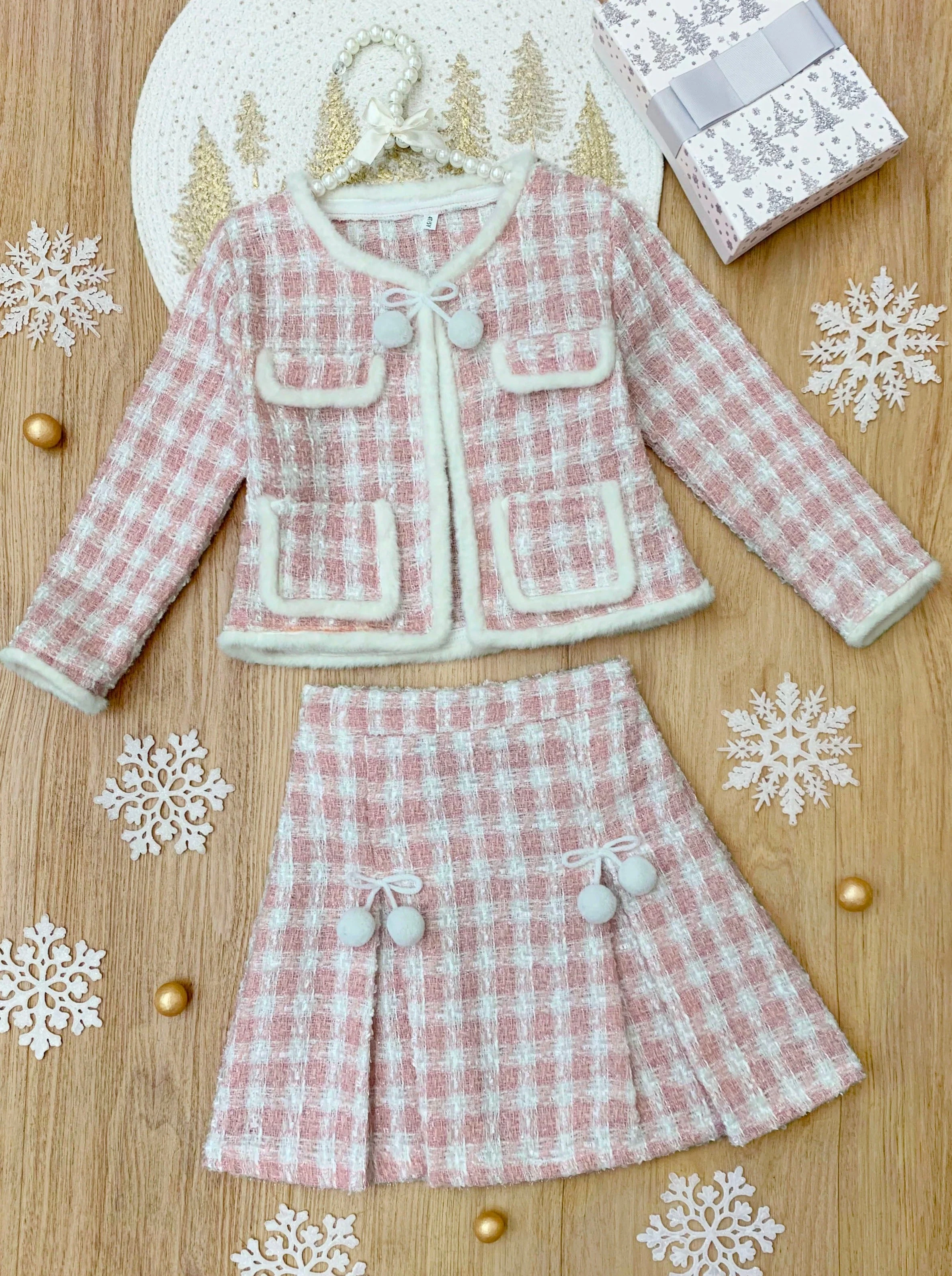 Made For Fashionistas Blush Tweed Blazer And Skirt Set - Image 3
