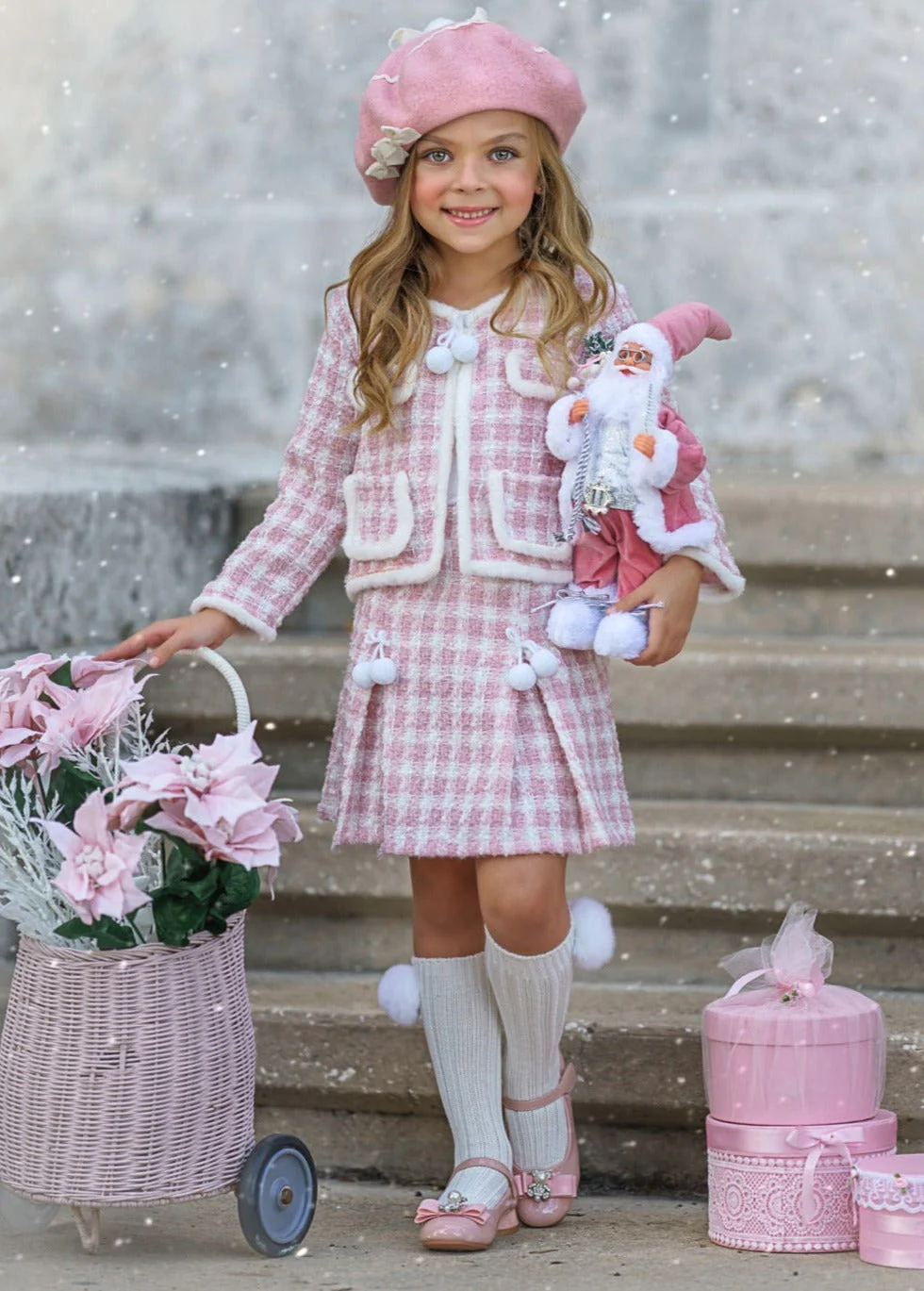 Made For Fashionistas Blush Tweed Blazer And Skirt Set - Image 4
