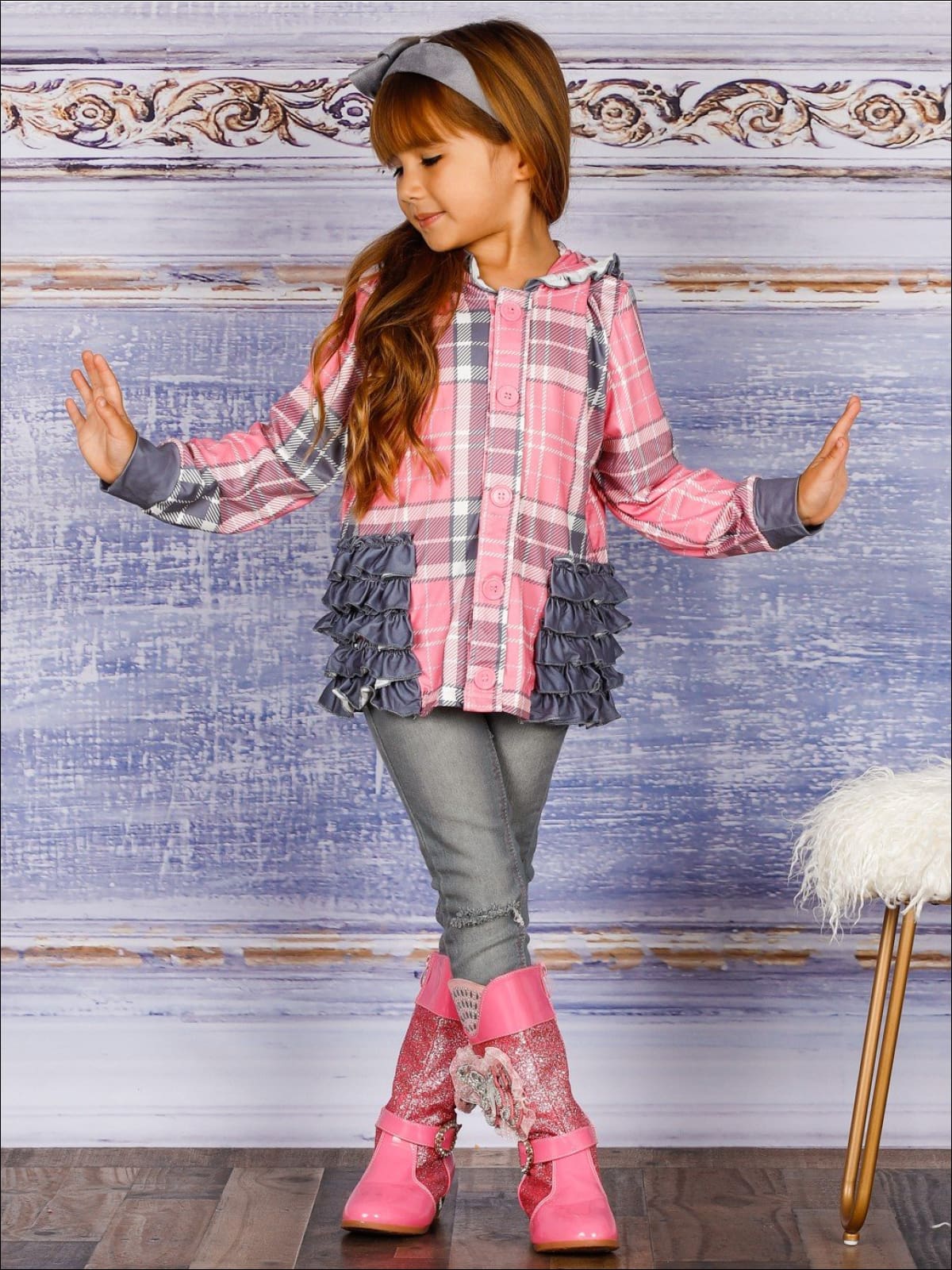 Plaid Cuteness Hoodie Cardigan - Image 3