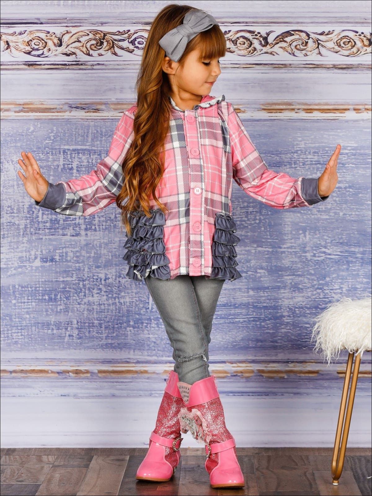 Plaid Cuteness Hoodie Cardigan - Image 4
