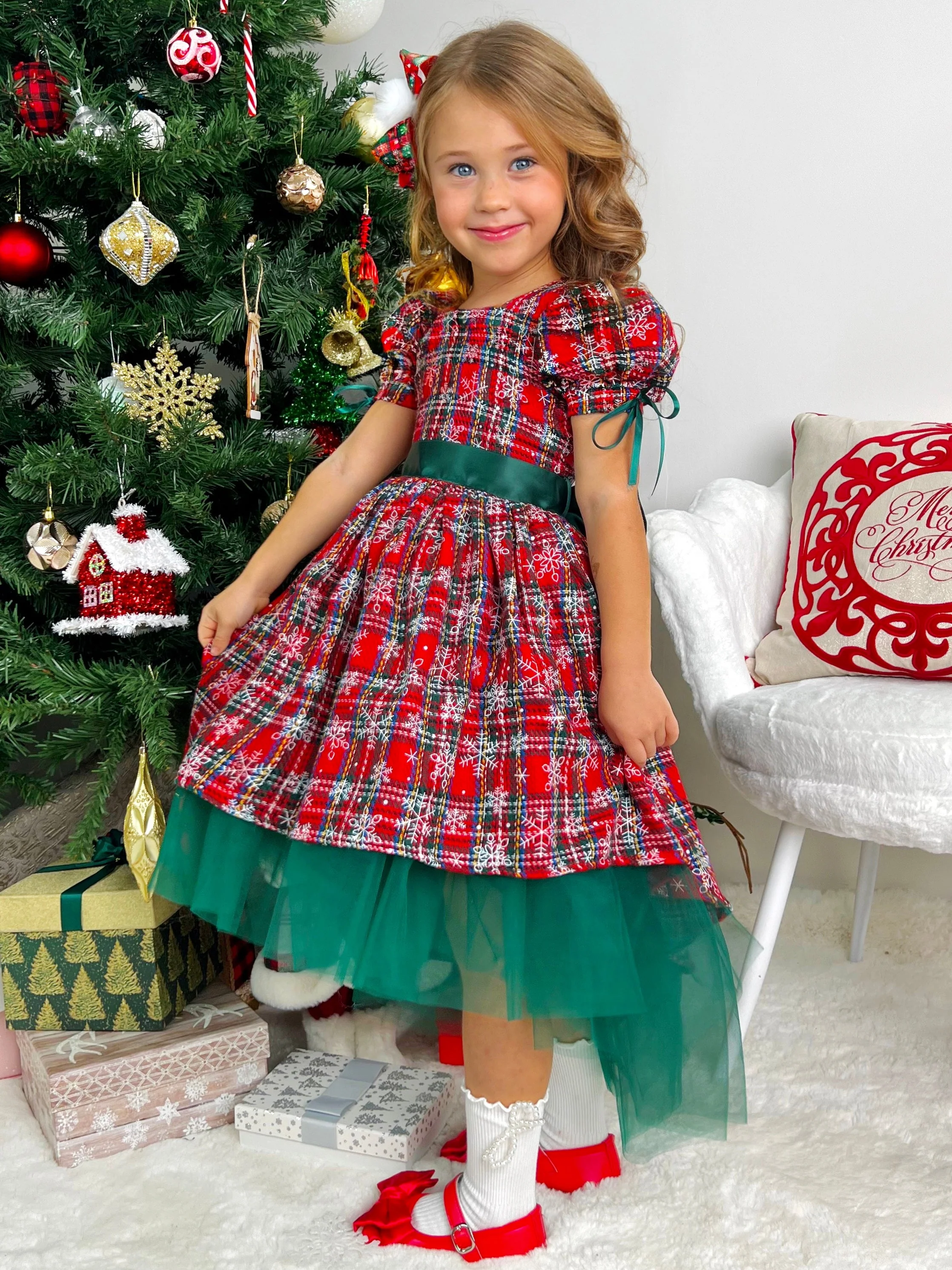 Snowflake Magic Plaid Christmas Dress - Image 2
