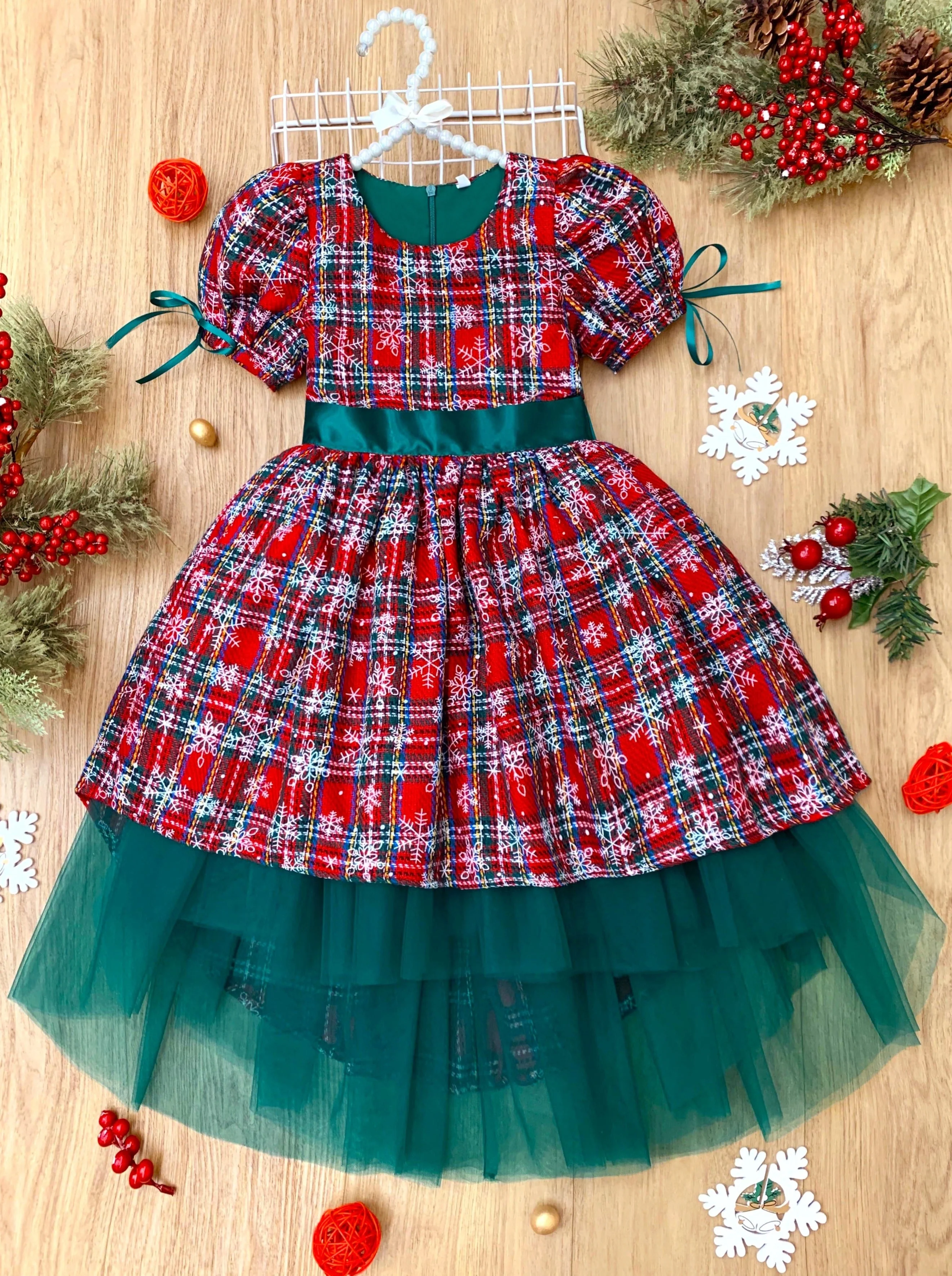 Snowflake Magic Plaid Christmas Dress - Image 3