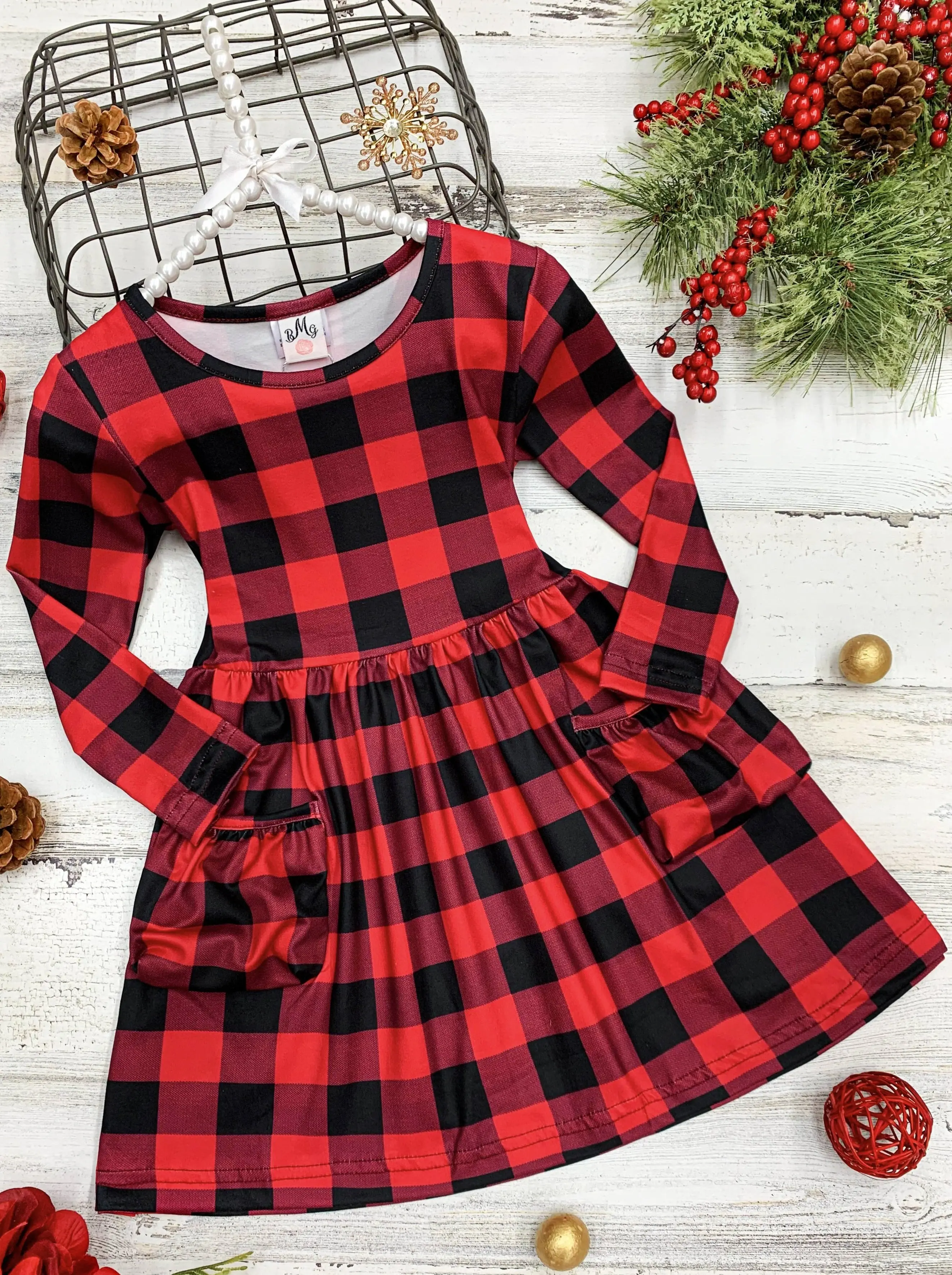 Pretty Plaid Present Pocket Dress - Image 2