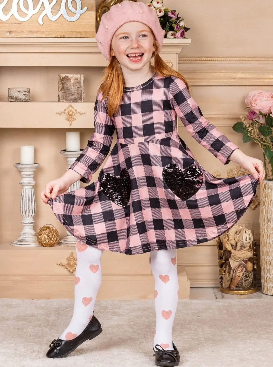 Lovely Lady Sparkle Plaid Dress And Knee Socks Set - Image 5