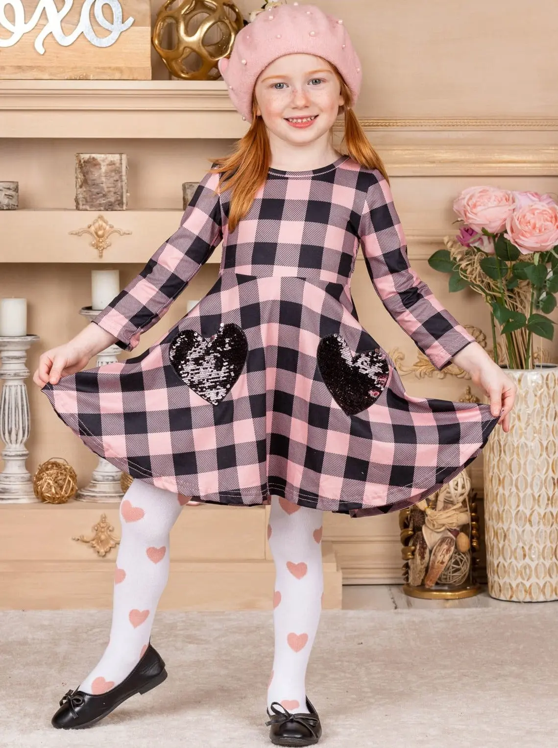 Lovely Lady Sparkle Plaid Dress And Knee Socks Set - Image 6