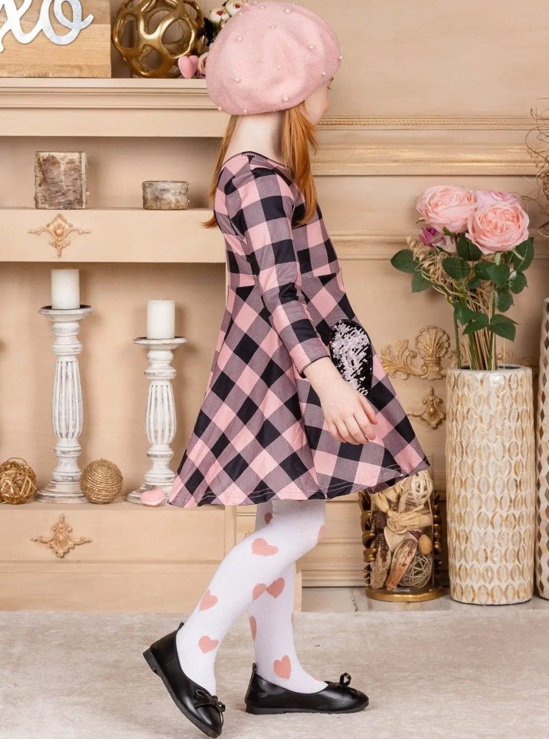Lovely Lady Sparkle Plaid Dress And Knee Socks Set - Image 7